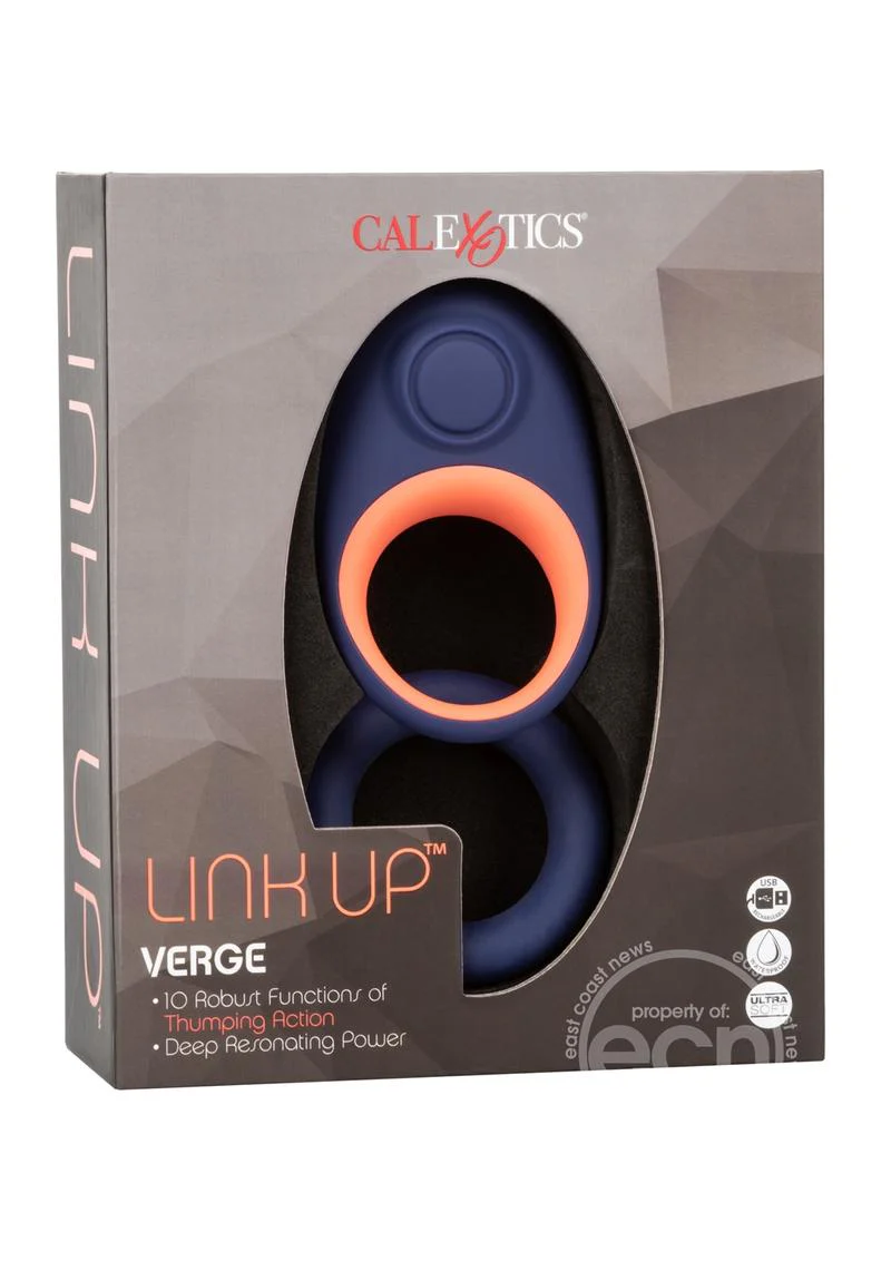 Link Up Verge Vibrating Cock Ring - Black/Orange - Image 3