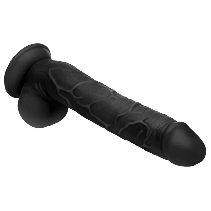 Long Logan 10" Dildo With Balls - Black - Image 3