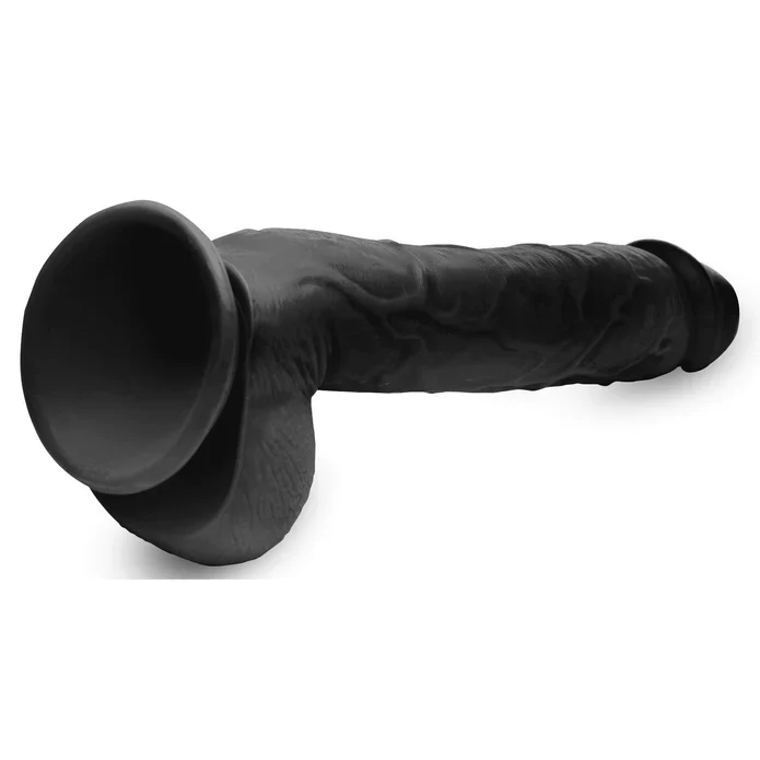 Long Logan 10" Dildo With Balls - Black - Image 4