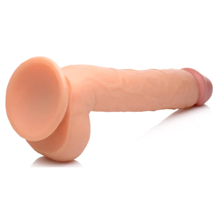 Long Logan 10" Dildo With Balls - Light - Image 3