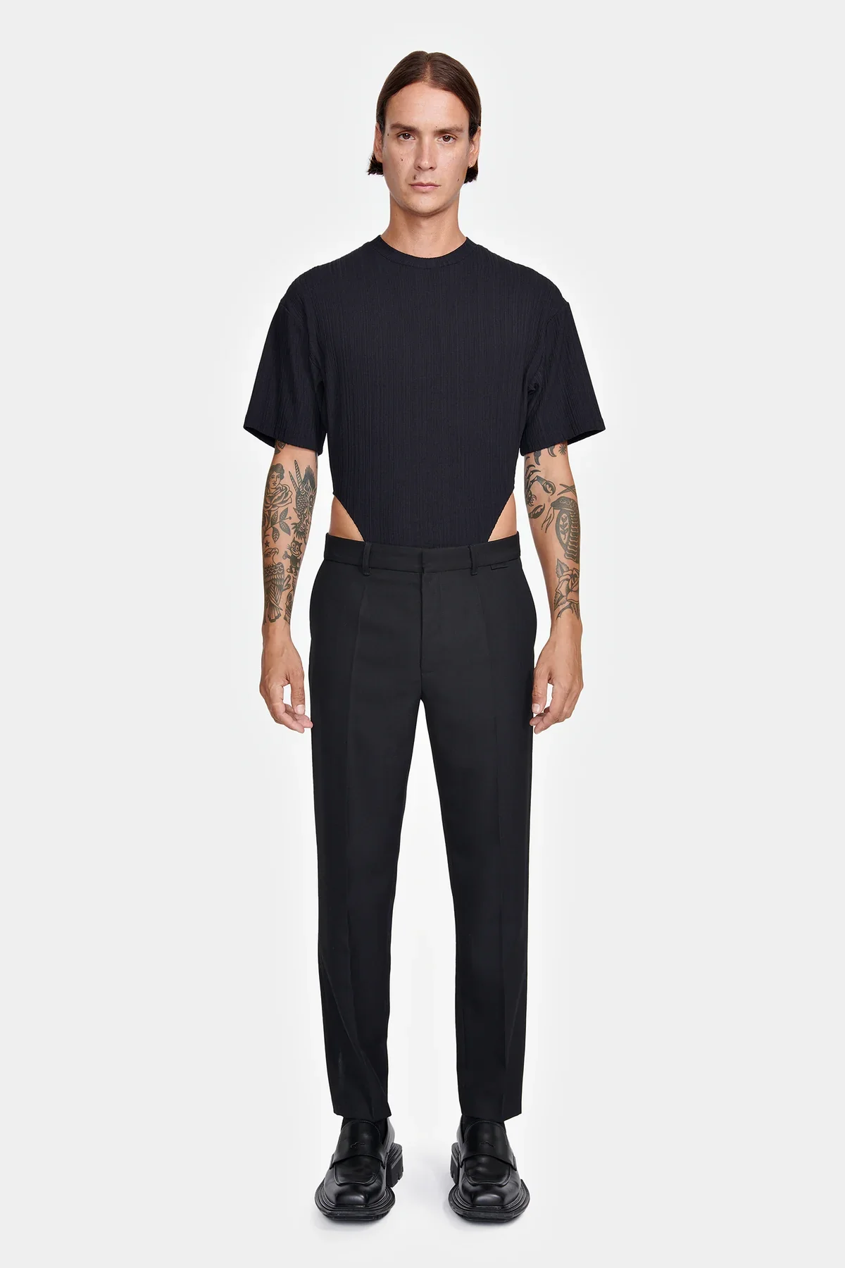 Louis Gabriel Nouchi BODY T-SHIRT IN RECYCLED RIBBED JERSEY BLACK - Image 6