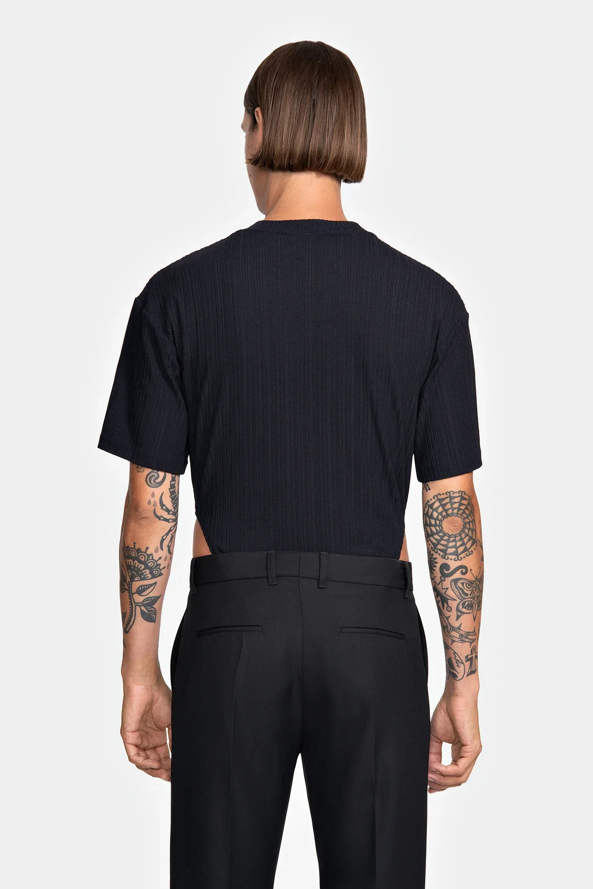 Louis Gabriel Nouchi BODY T-SHIRT IN RECYCLED RIBBED JERSEY BLACK - Image 8