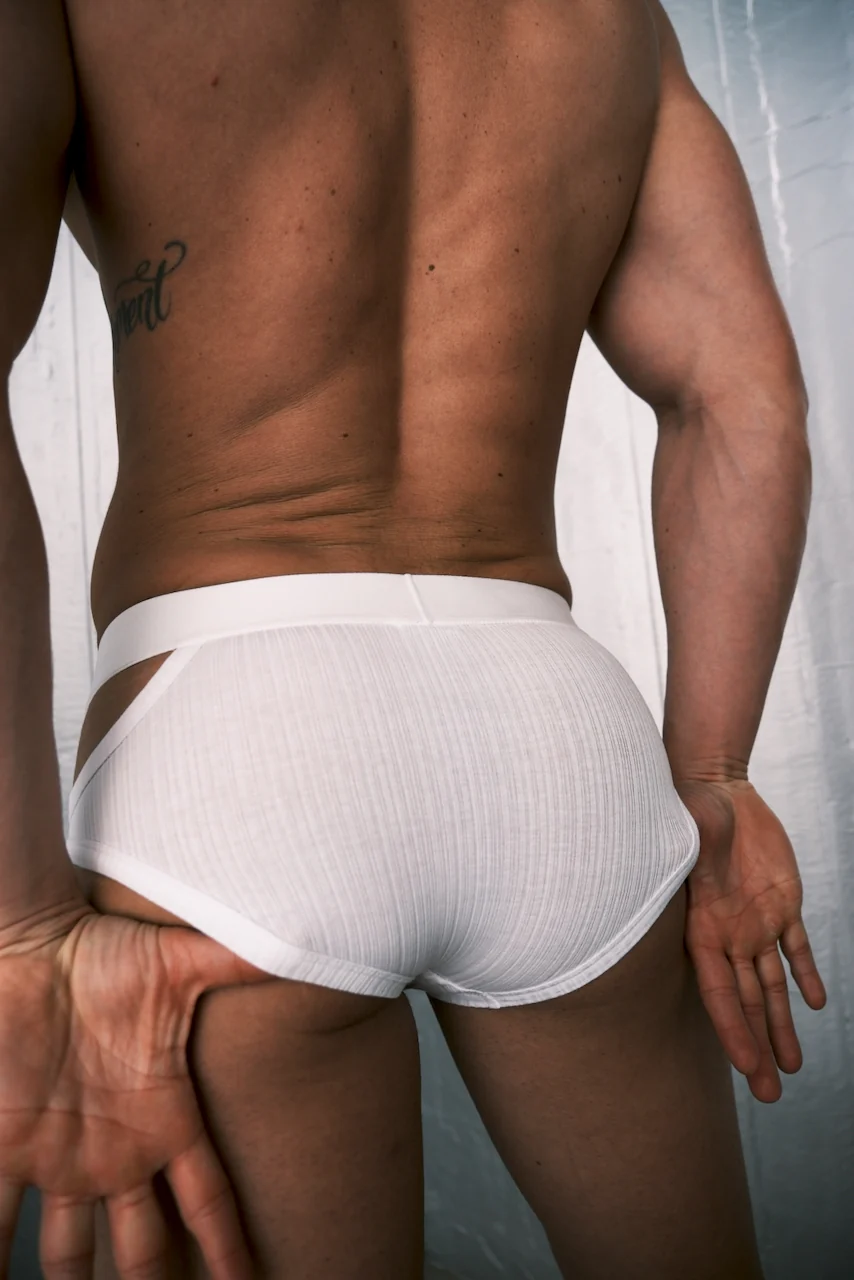 Louis Gabriel Nouchi BRIEF WITH ASYMMETRICAL OPENING IN COTTON WHITE - Image 2