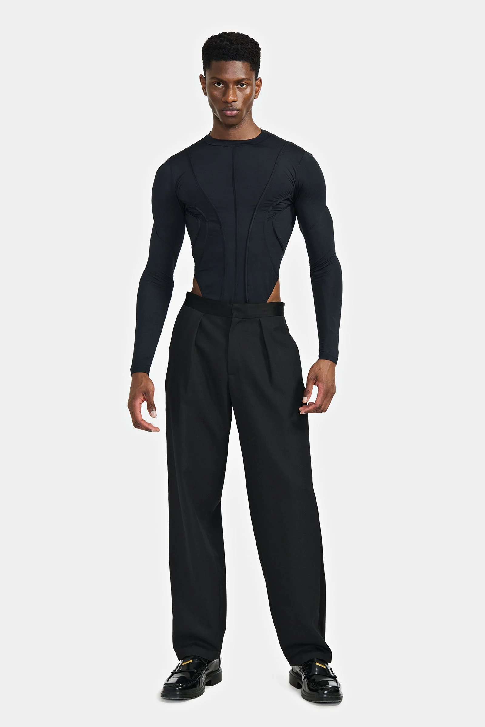 Louis Gabriel Nouchi LONG SLEEVE BODY WITH CORSET DETAILS IN RECYCLED JERSEY - Image 3
