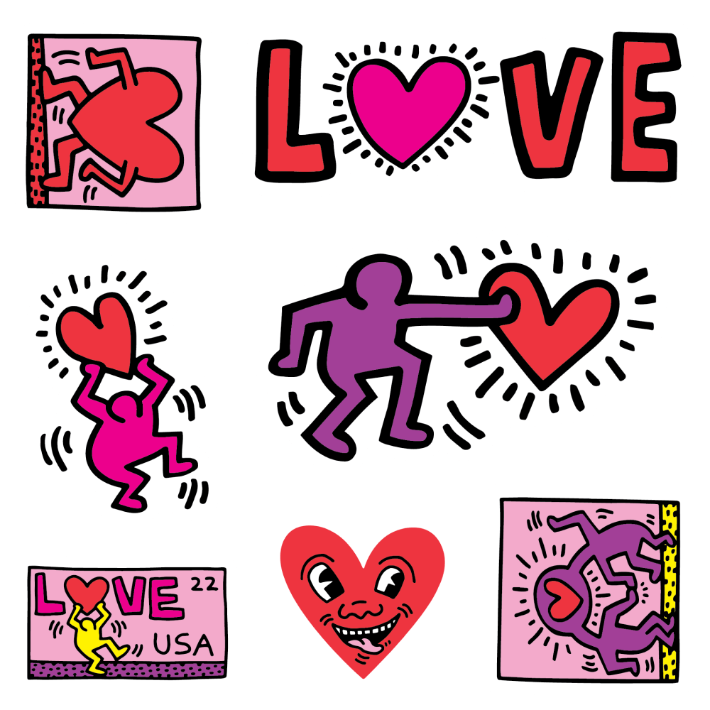 Love by Keith Haring - Sheet of 7 Kiss-Cut Stickers (Holidays) - Image 3