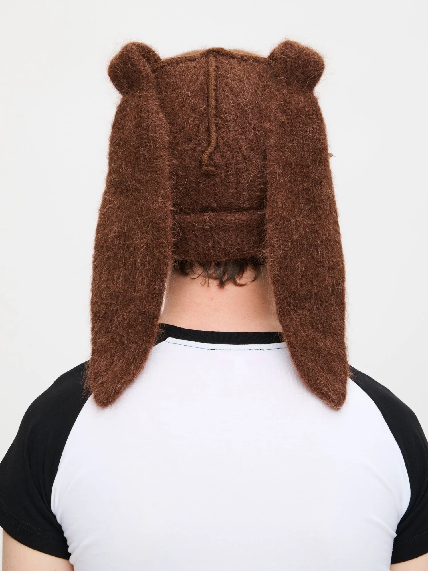 LOVERBOY BY CHARLES JEFFREY ALPACA CHUNKY RABBIT BEANIE in BROWN - Image 5
