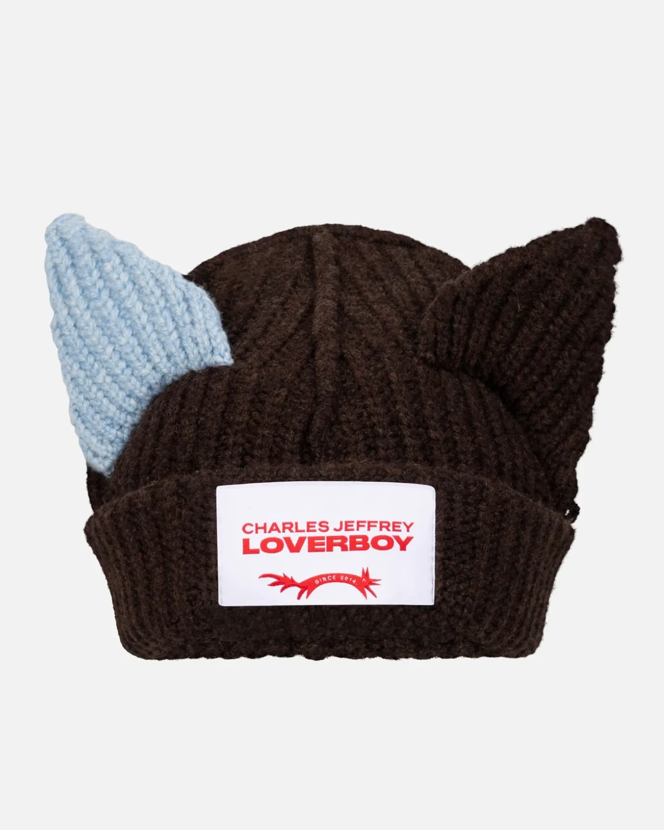 LOVERBOY BY CHARLES JEFFREY CHUNKY EARS BEANIE in BROWN / BLUE - Image 2