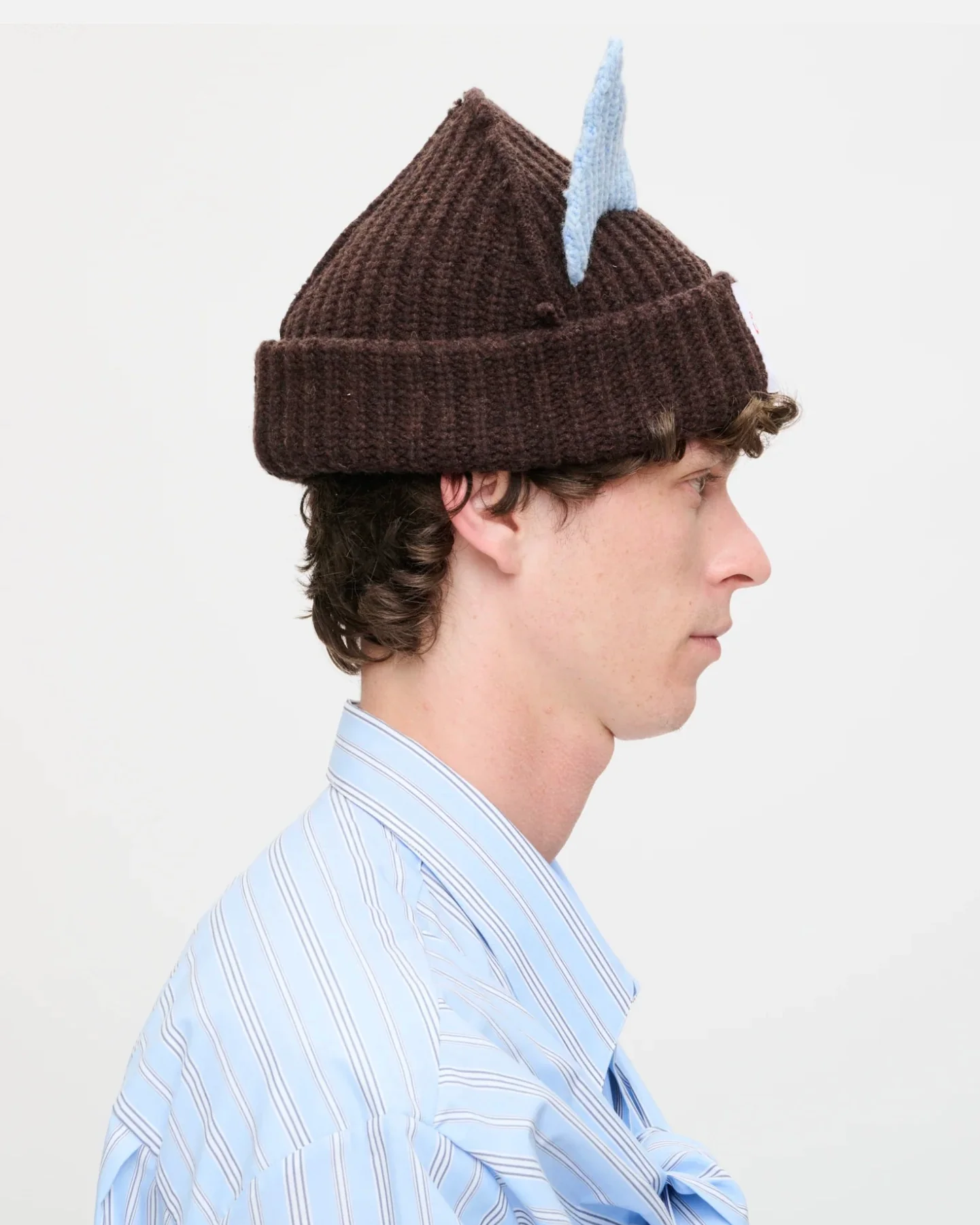 LOVERBOY BY CHARLES JEFFREY CHUNKY EARS BEANIE in BROWN / BLUE - Image 3