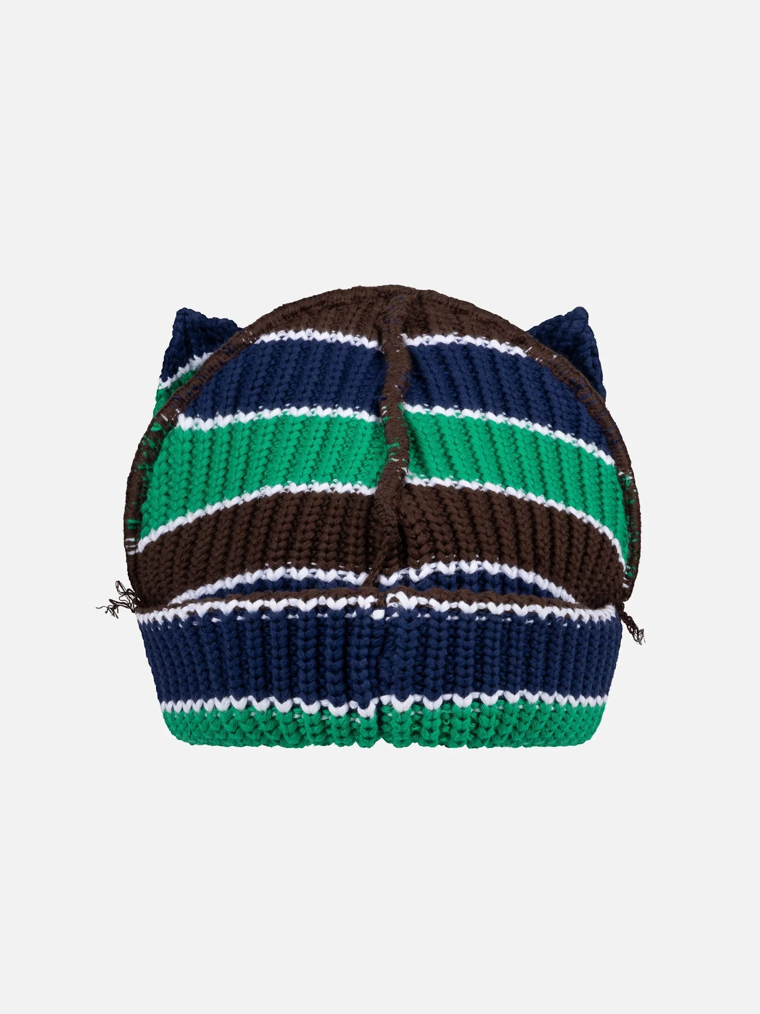 LOVERBOY BY CHARLES JEFFREY CHUNKY EARS BEANIE in GREEN NAVY BROWN - Image 2