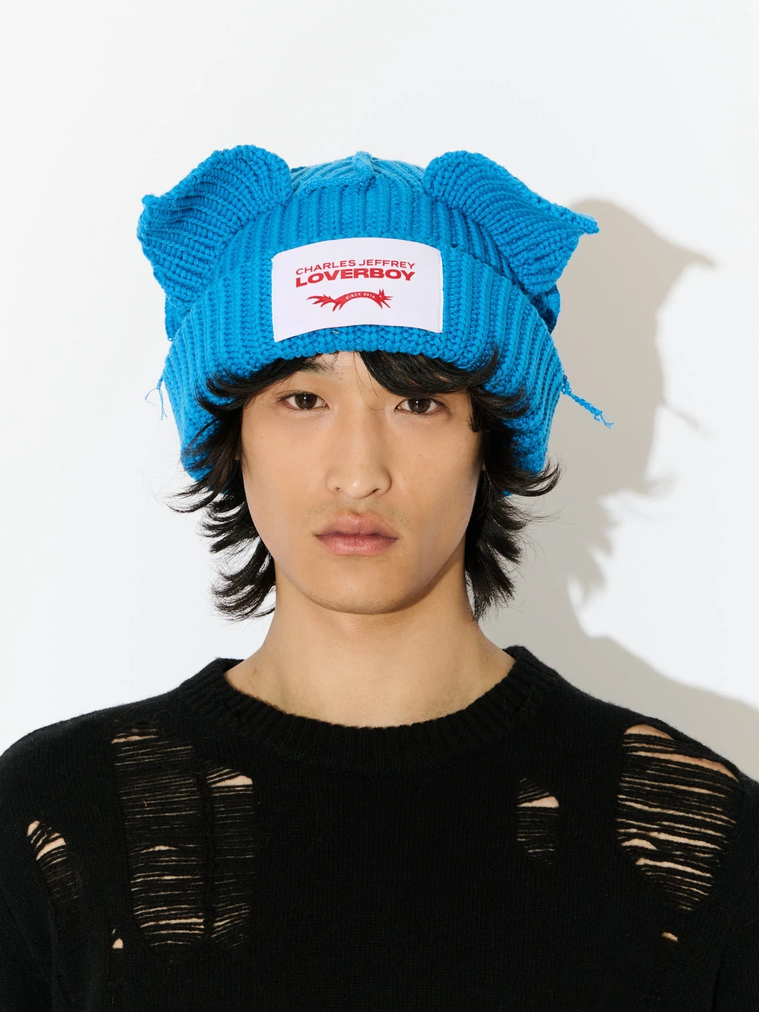 LOVERBOY BY CHARLES JEFFREY CHUNKY EARS BEANIE in LIGHT BLUE - Image 3