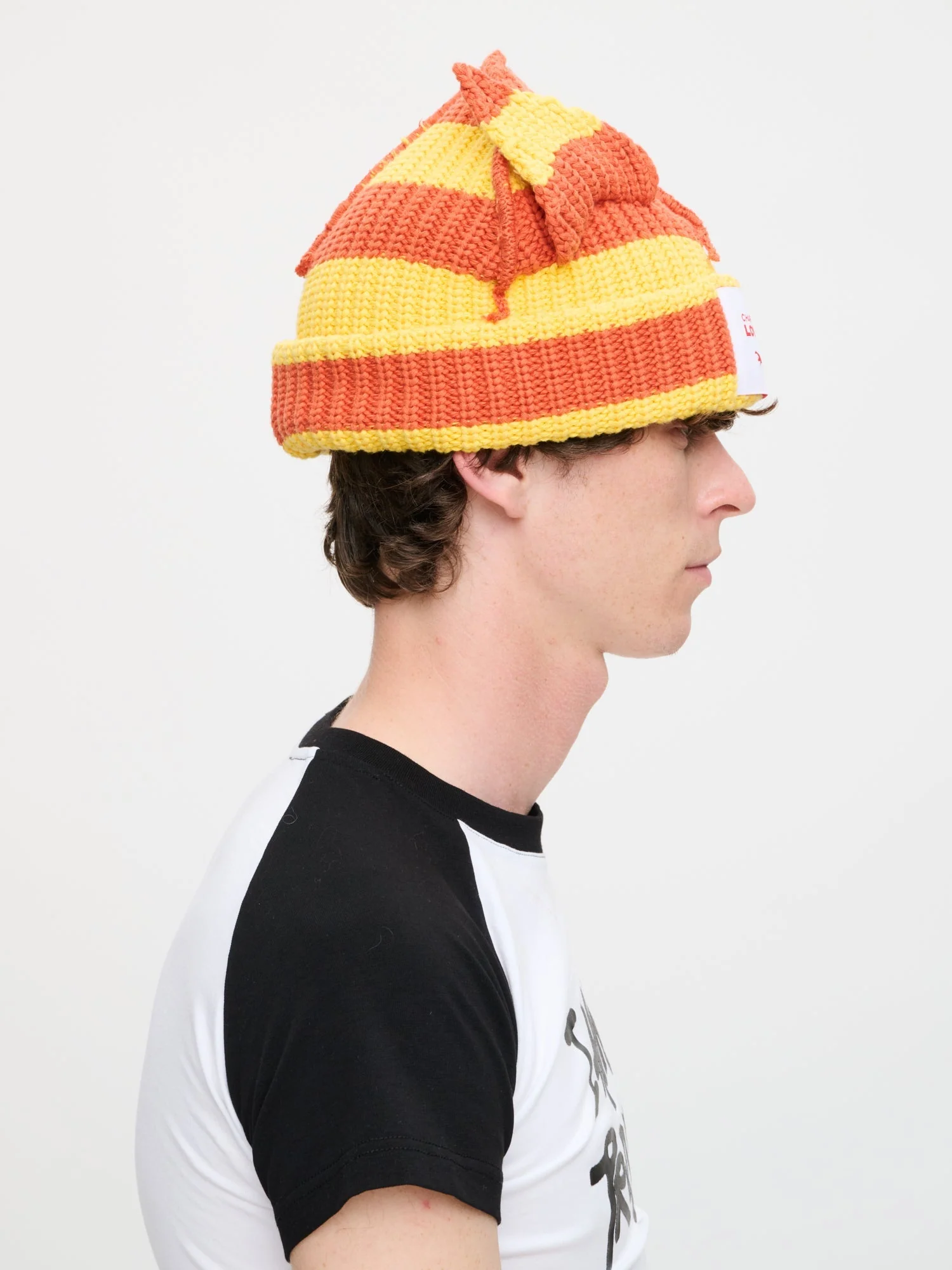LOVERBOY BY CHARLES JEFFREY CHUNKY EARS BEANIE in YELLOW ORANGE - Image 4