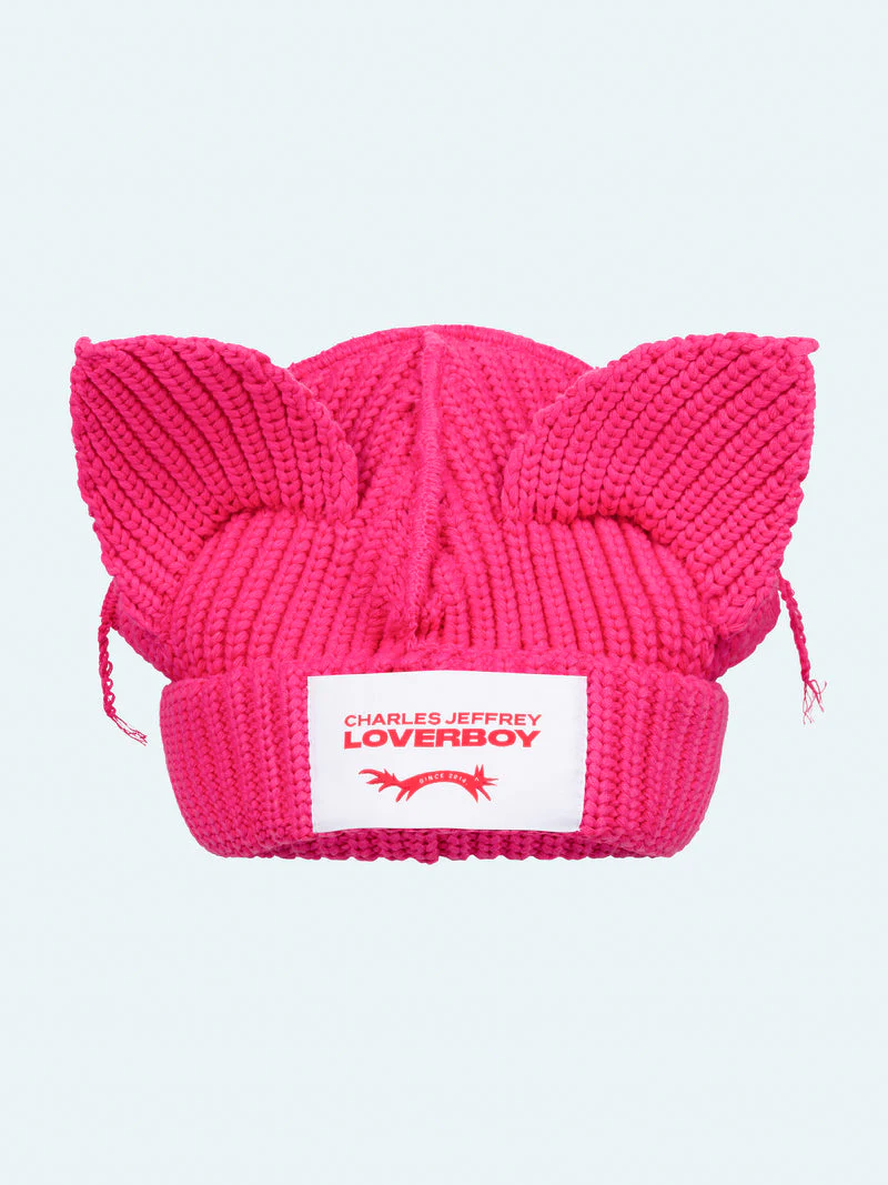 LOVERBOY BY CHARLES JEFFREY CHUNKY EARS BEANIE PINK - Image 2