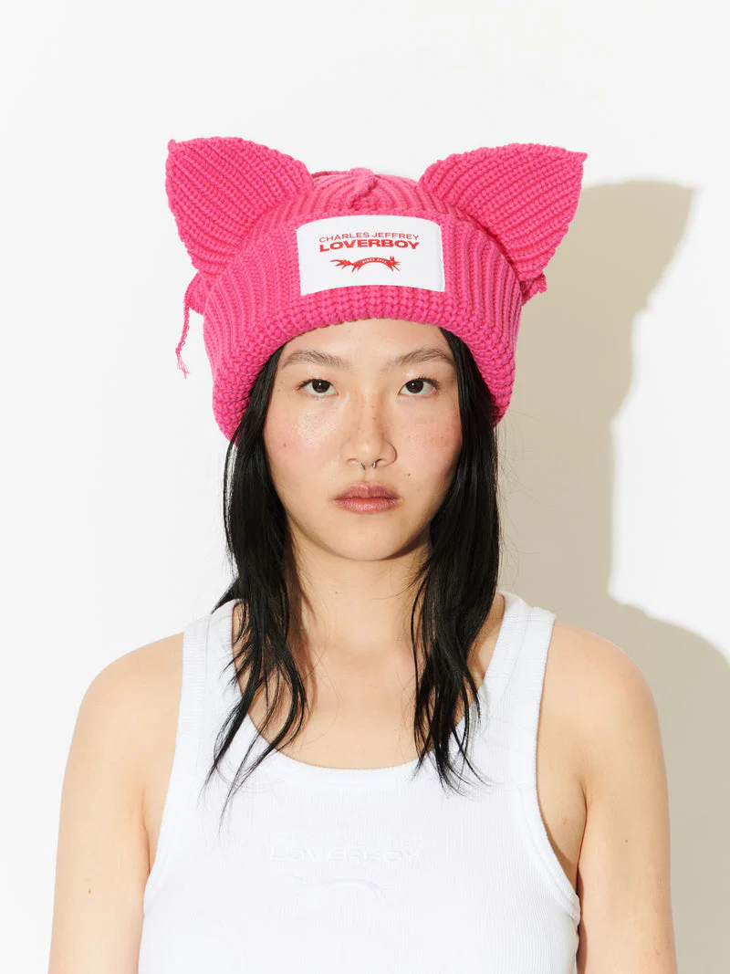 LOVERBOY BY CHARLES JEFFREY CHUNKY EARS BEANIE PINK - Image 4