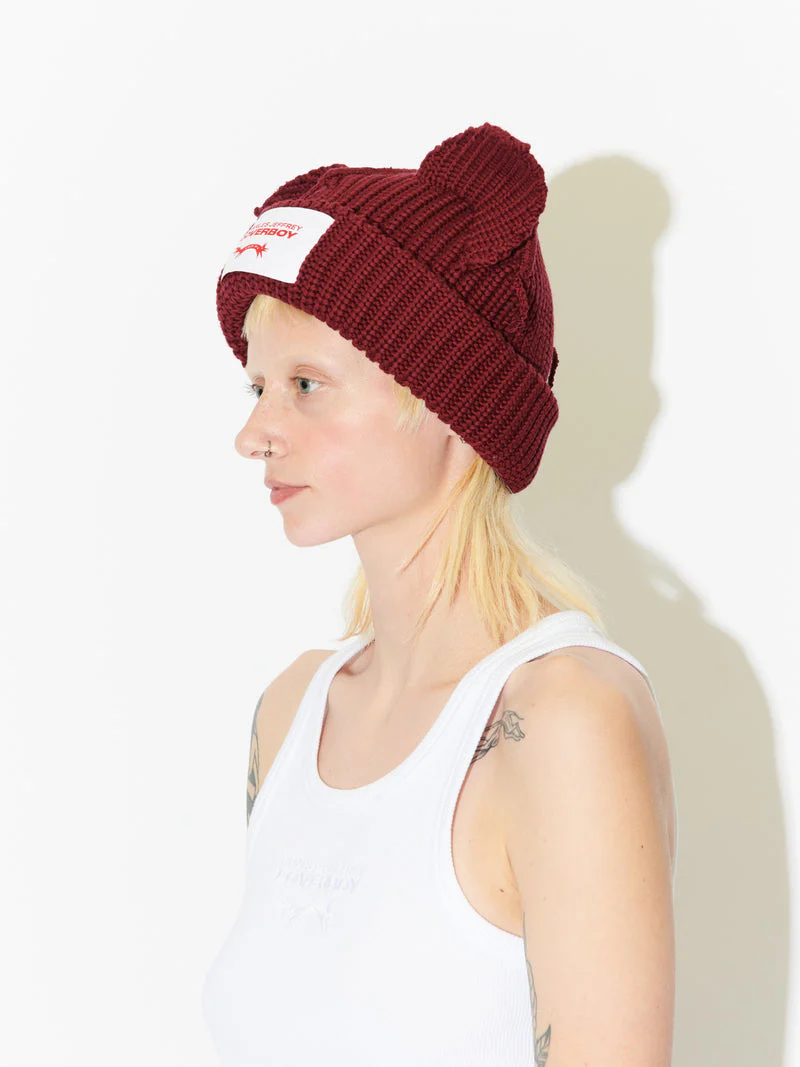 LOVERBOY BY CHARLES JEFFREY CHUNKY EARS BEANIE RED - Image 5