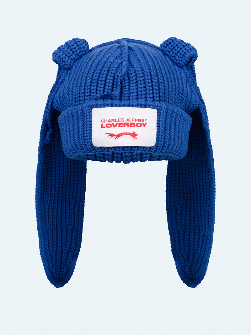 LOVERBOY BY CHARLES JEFFREY CHUNKY RABBIT BEANIE BLUE - Image 3