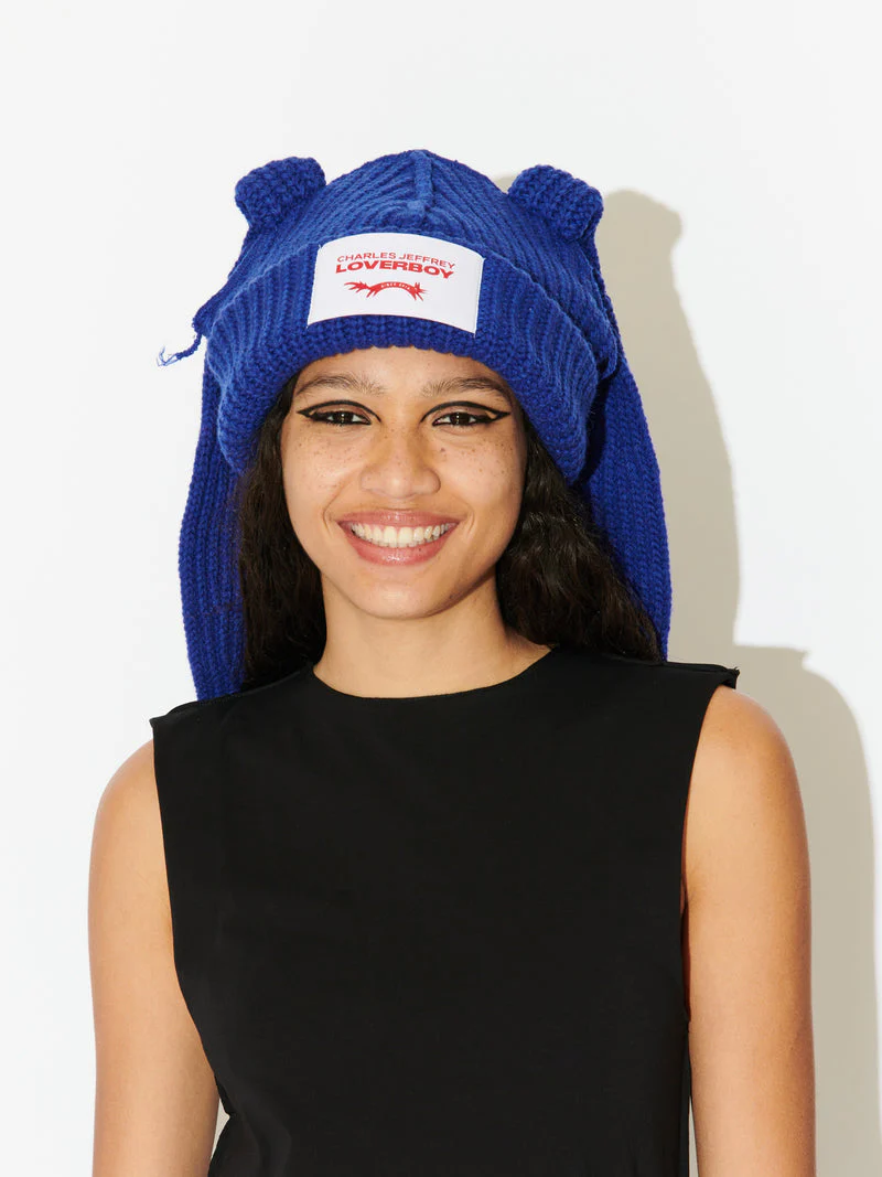 LOVERBOY BY CHARLES JEFFREY CHUNKY RABBIT BEANIE BLUE - Image 9