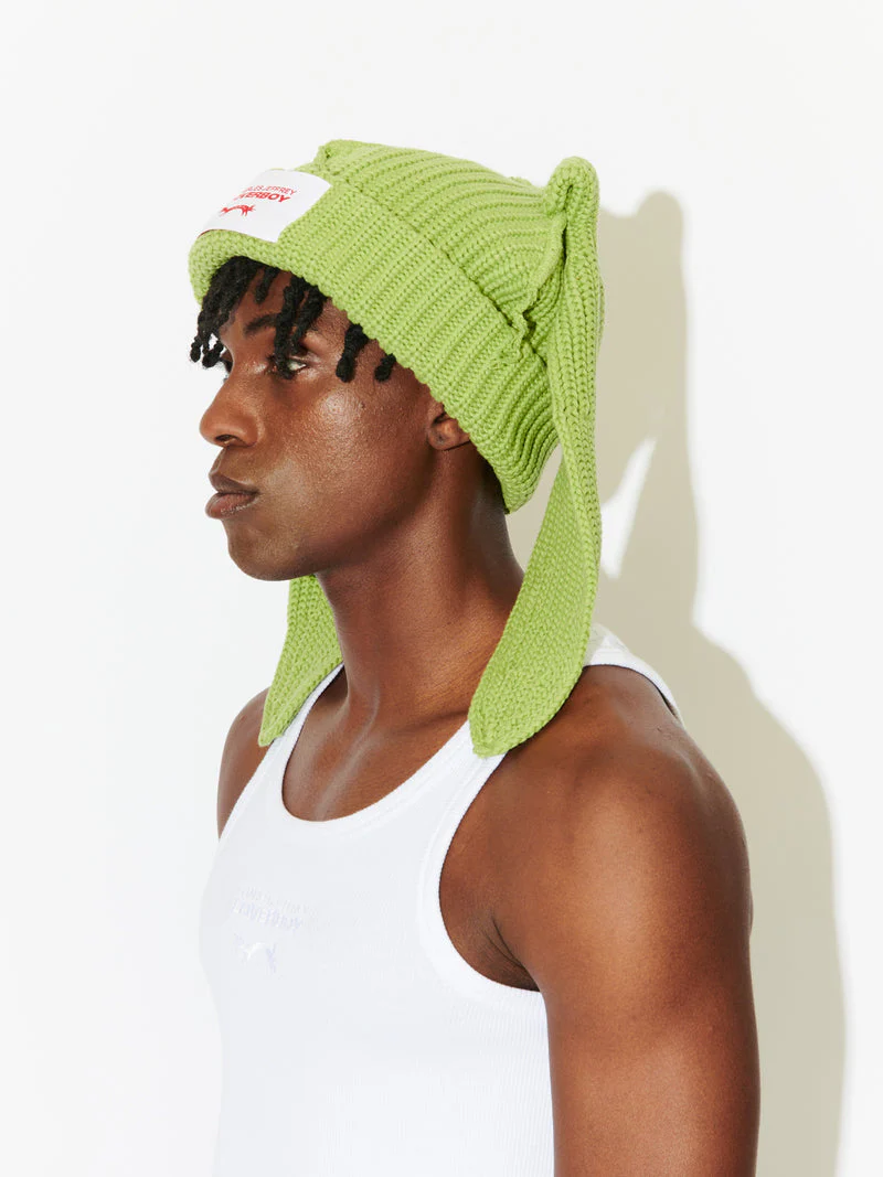 LOVERBOY BY CHARLES JEFFREY CHUNKY RABBIT BEANIE in GREEN - Image 6