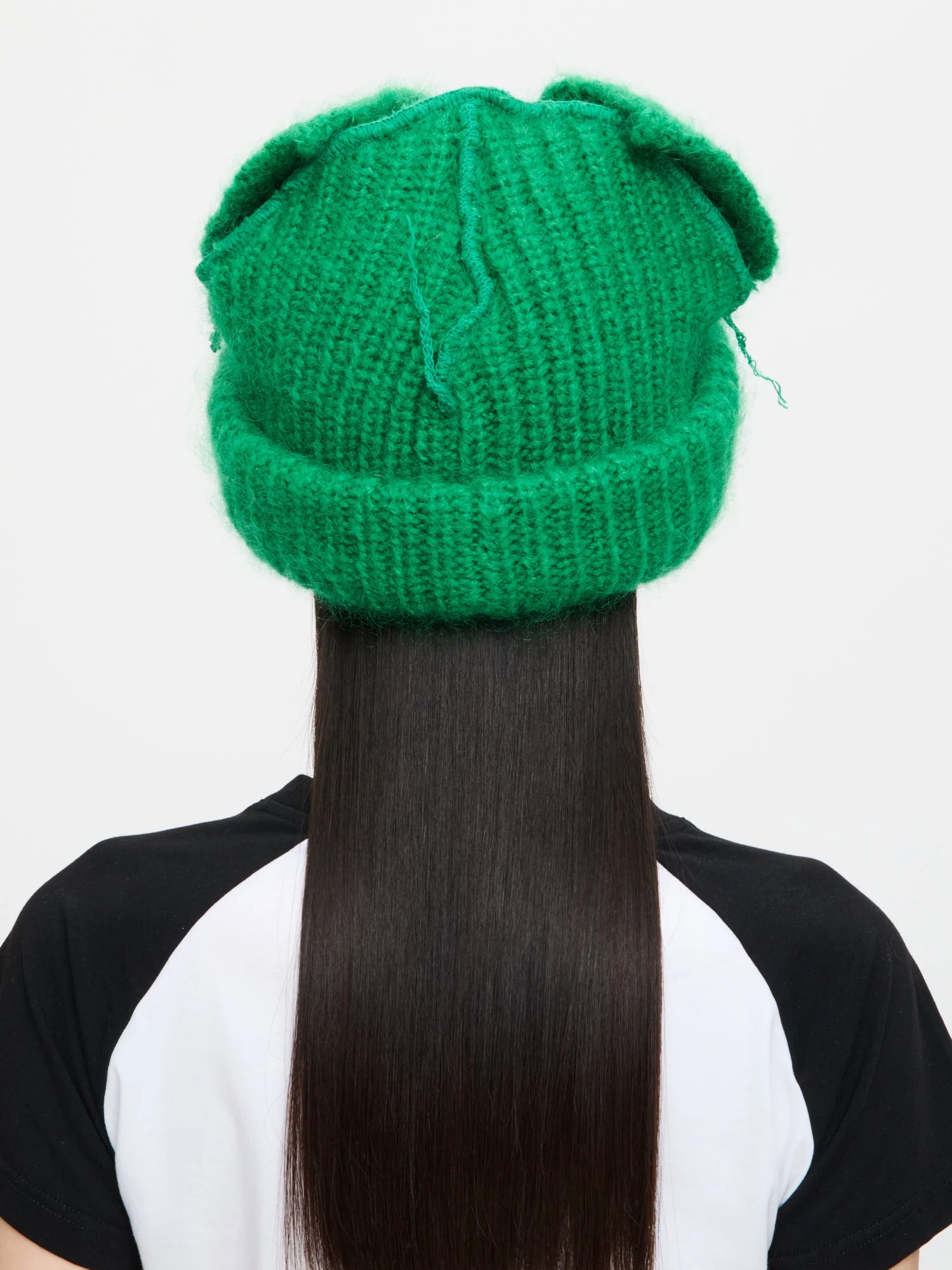 LOVERBOY BY CHARLES JEFFREY MOHAIR CHUNKY EARS BEANIE in GREEN - Image 5
