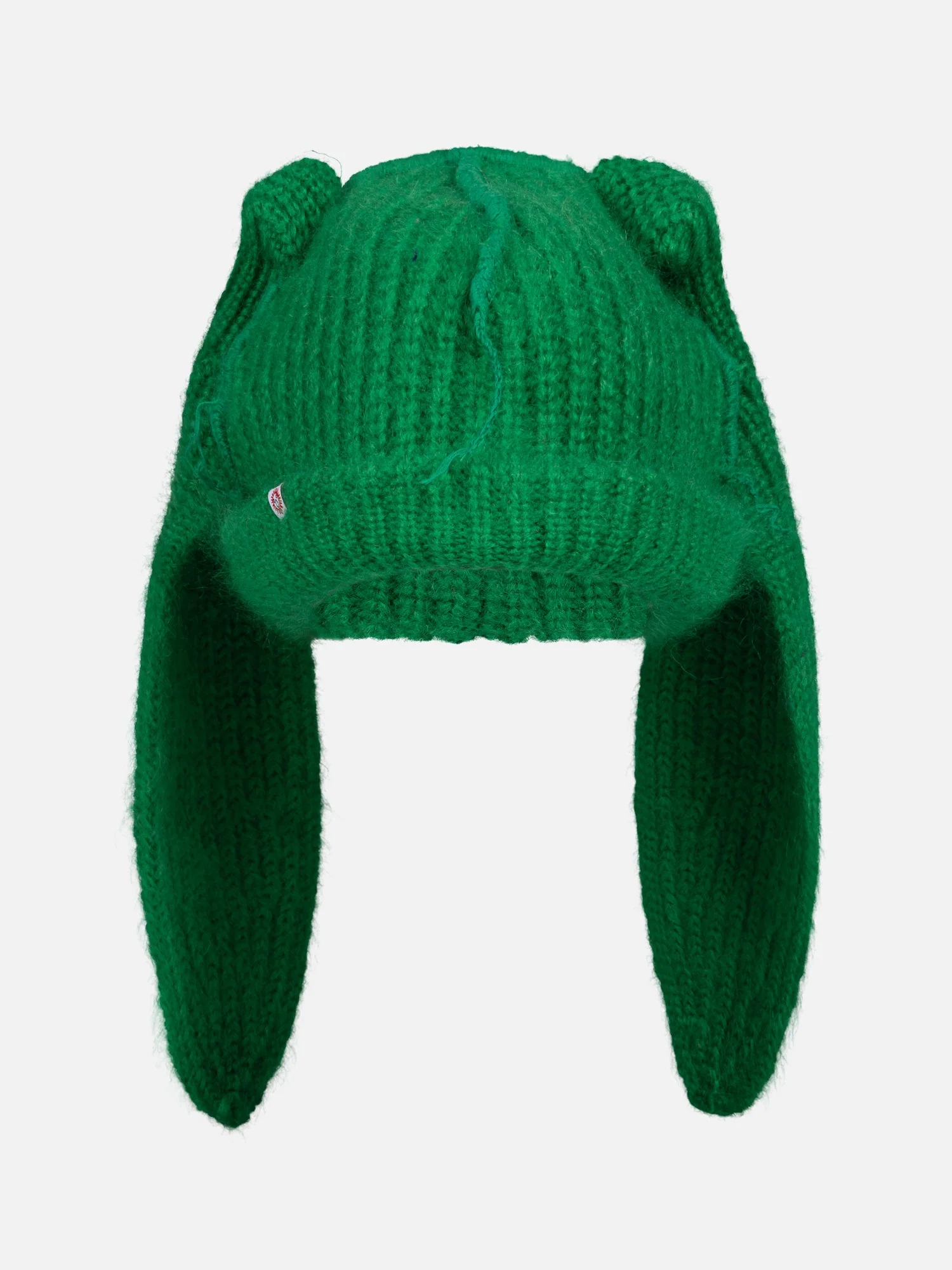 LOVERBOY BY CHARLES JEFFREY MOHAIR CHUNKY RABBIT BEANIE in GREEN - SUN DAMAGED