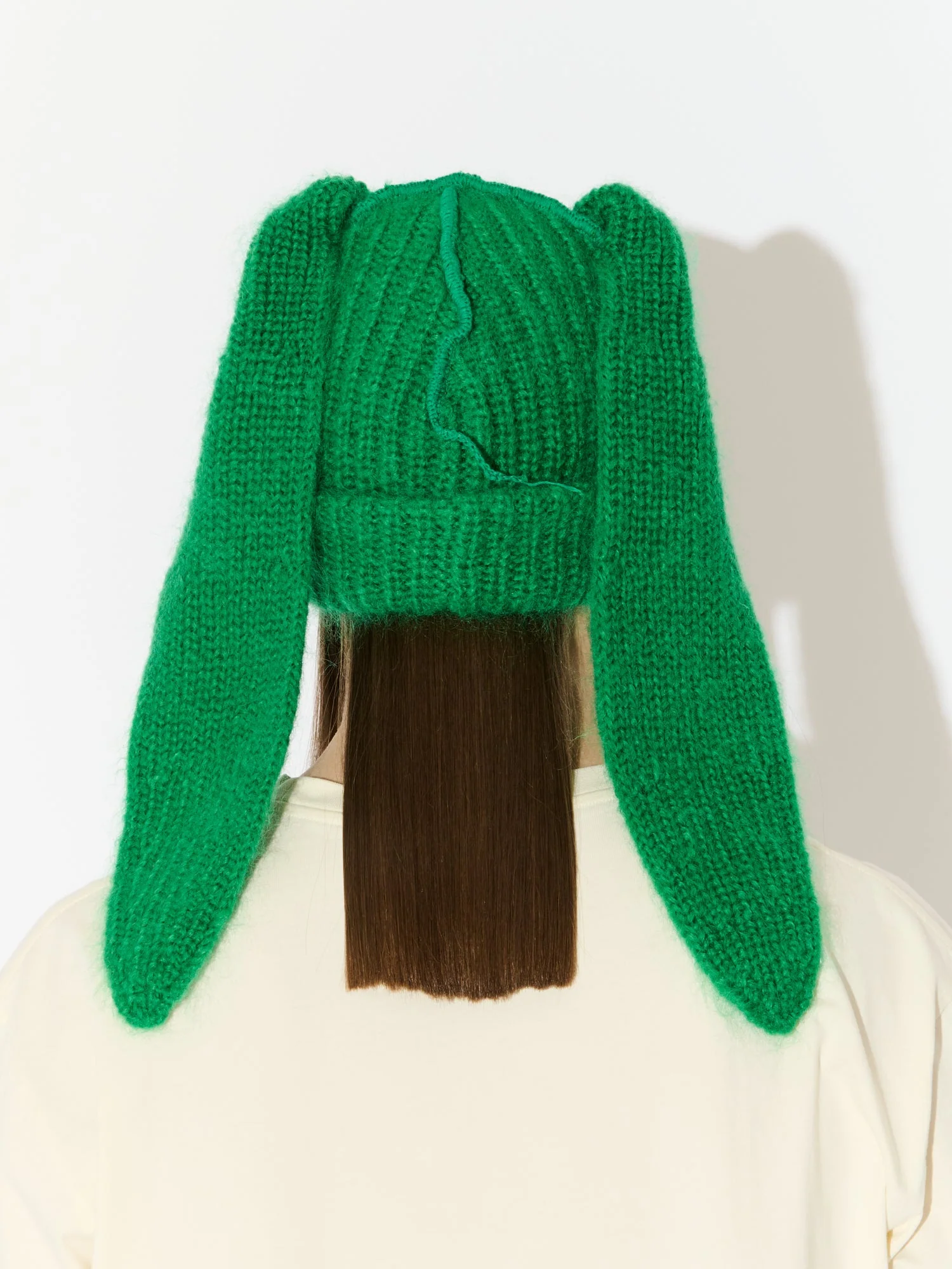 LOVERBOY BY CHARLES JEFFREY MOHAIR CHUNKY RABBIT BEANIE in GREEN - SUN DAMAGED - Image 5