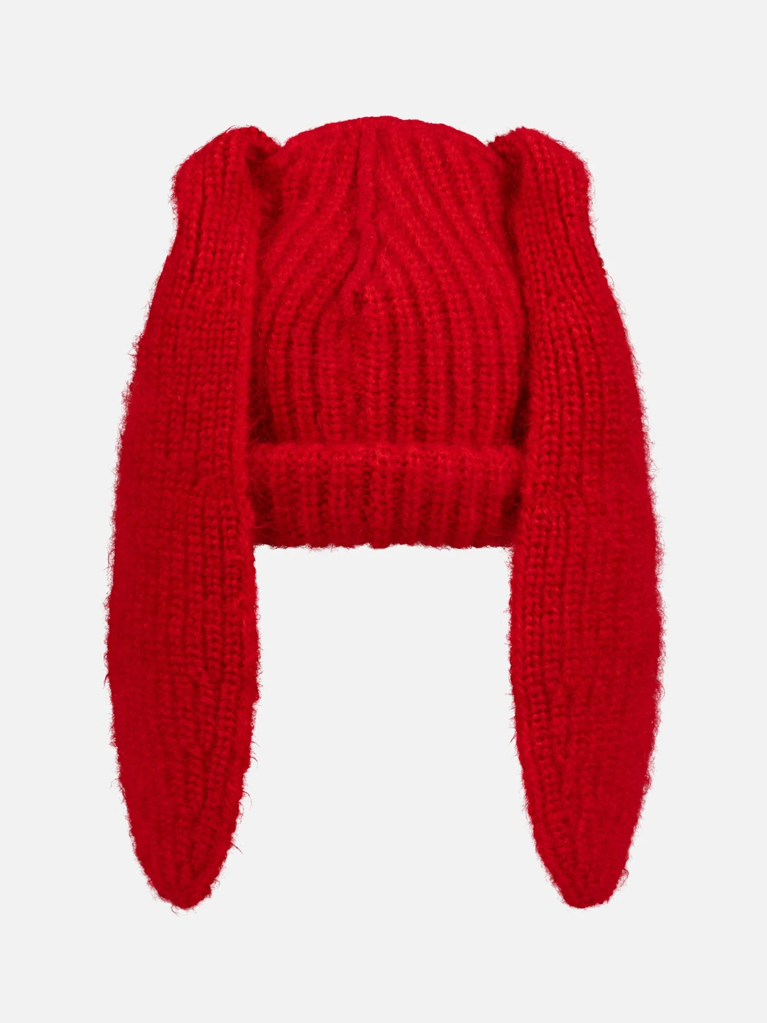 LOVERBOY BY CHARLES JEFFREY MOHAIR CHUNKY RABBIT BEANIE in RED - Image 2