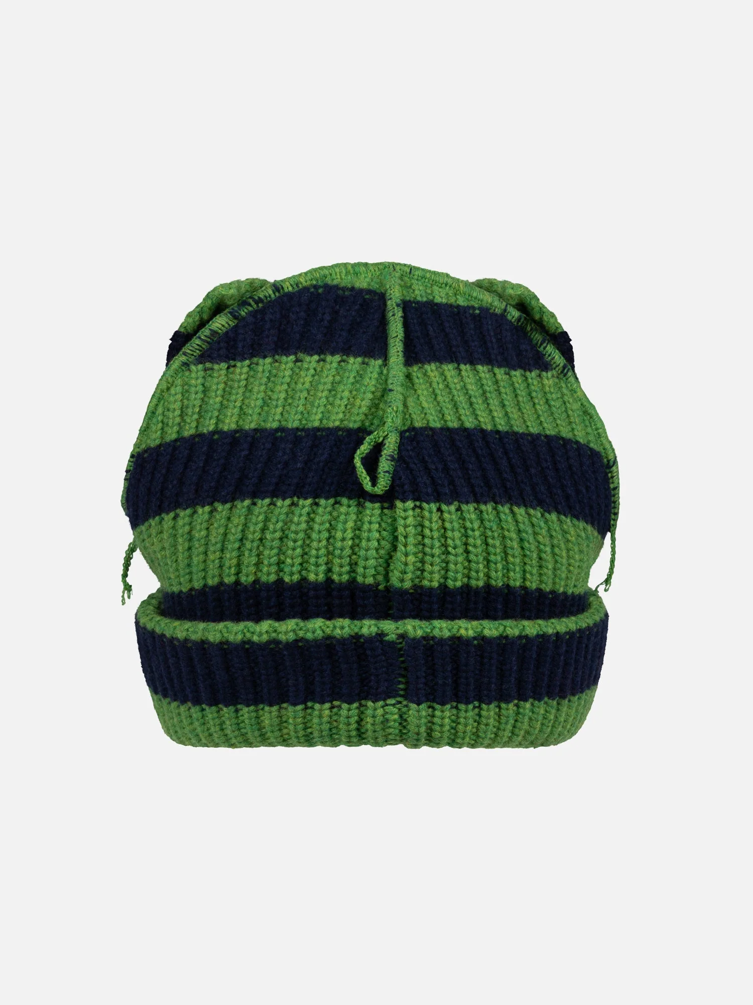 LOVERBOY BY CHARLES JEFFREY SUPERSIZED CHUNKY EARS BEANIE in GREEN NAVY - Image 2
