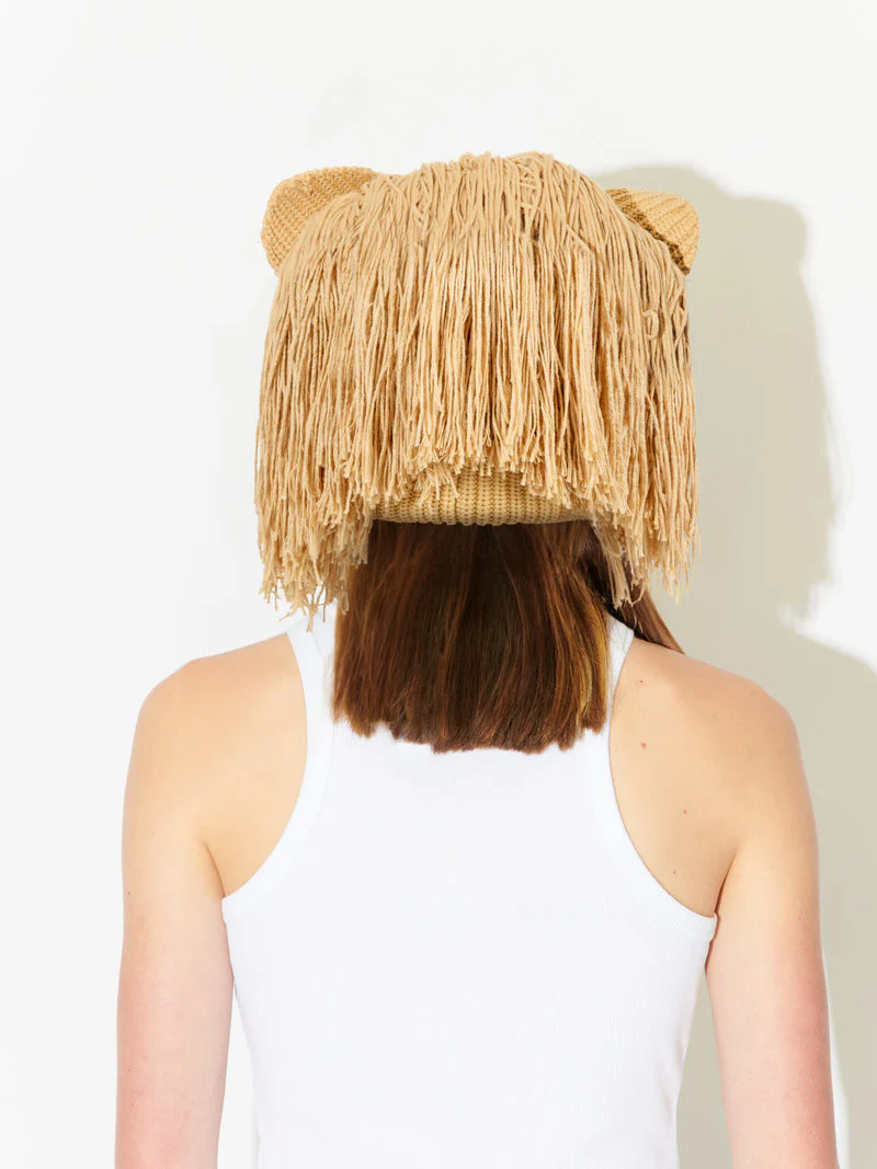 LOVERBOY BY CHARLES JEFFREY SUPERSIZED LION BEANIE in BEIGE - Image 11