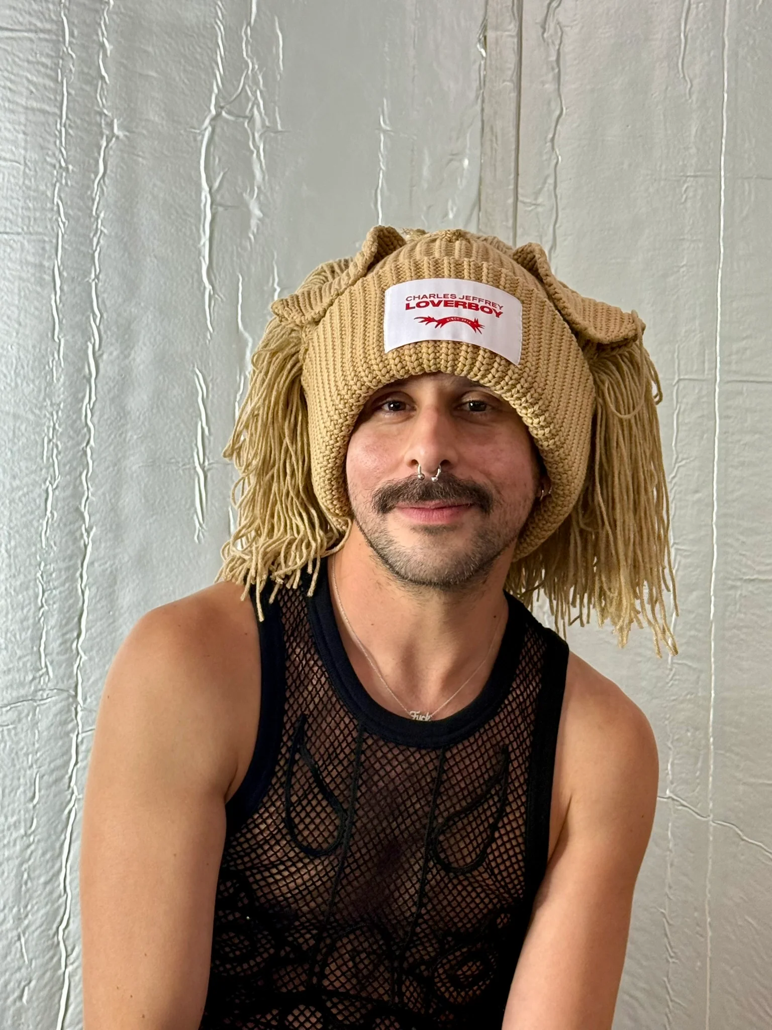LOVERBOY BY CHARLES JEFFREY SUPERSIZED LION BEANIE in BEIGE - Image 4