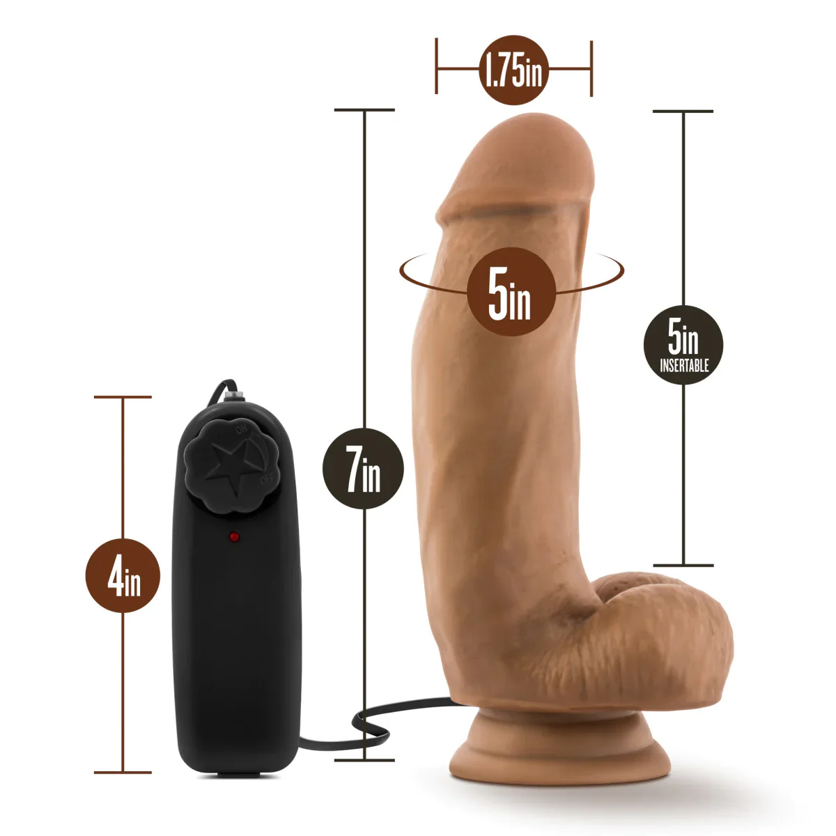 Loverboy MMA Fighter Realistic Mocha 7-Inch Vibrating Dildo - Image 2