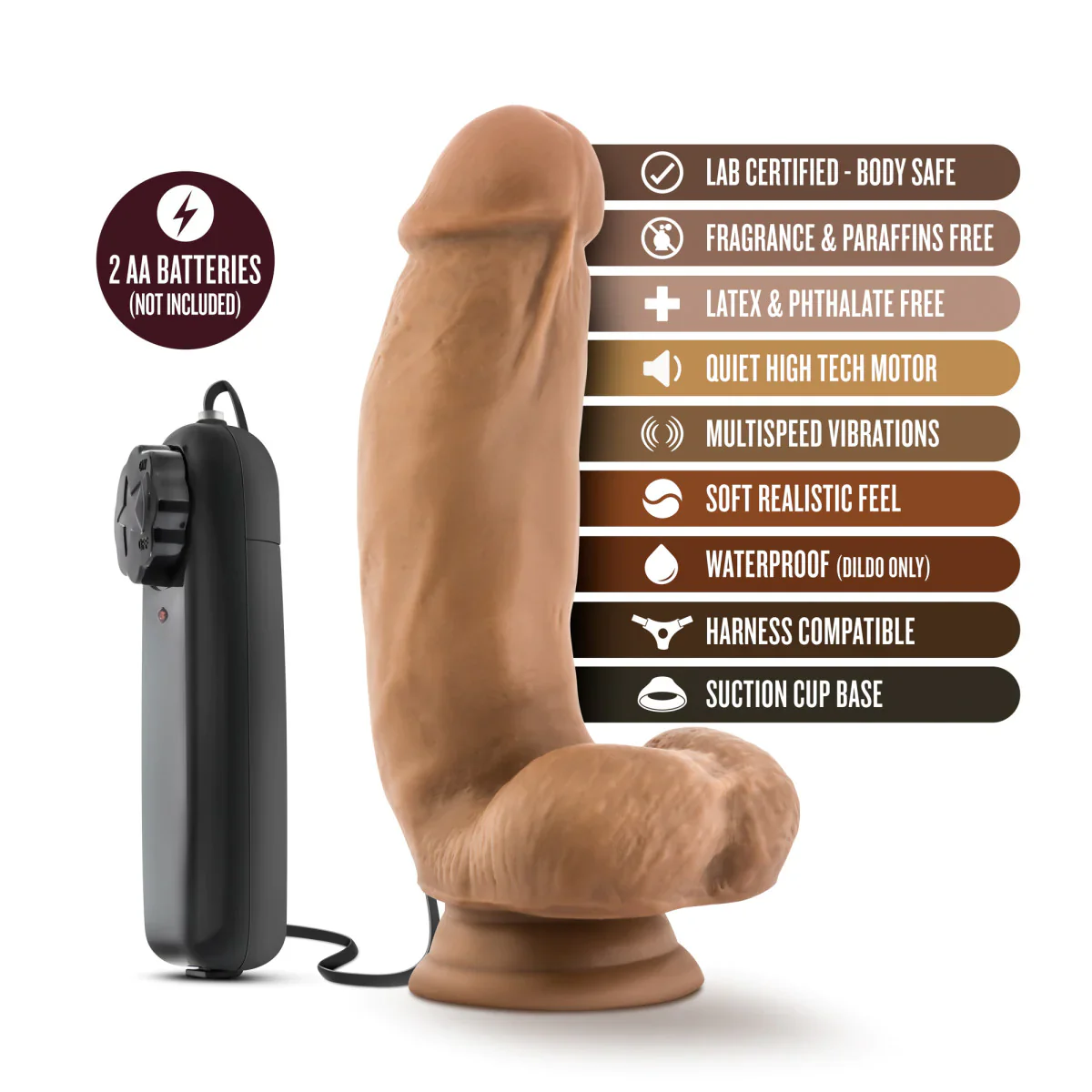 Loverboy MMA Fighter Realistic Mocha 7-Inch Vibrating Dildo - Image 3