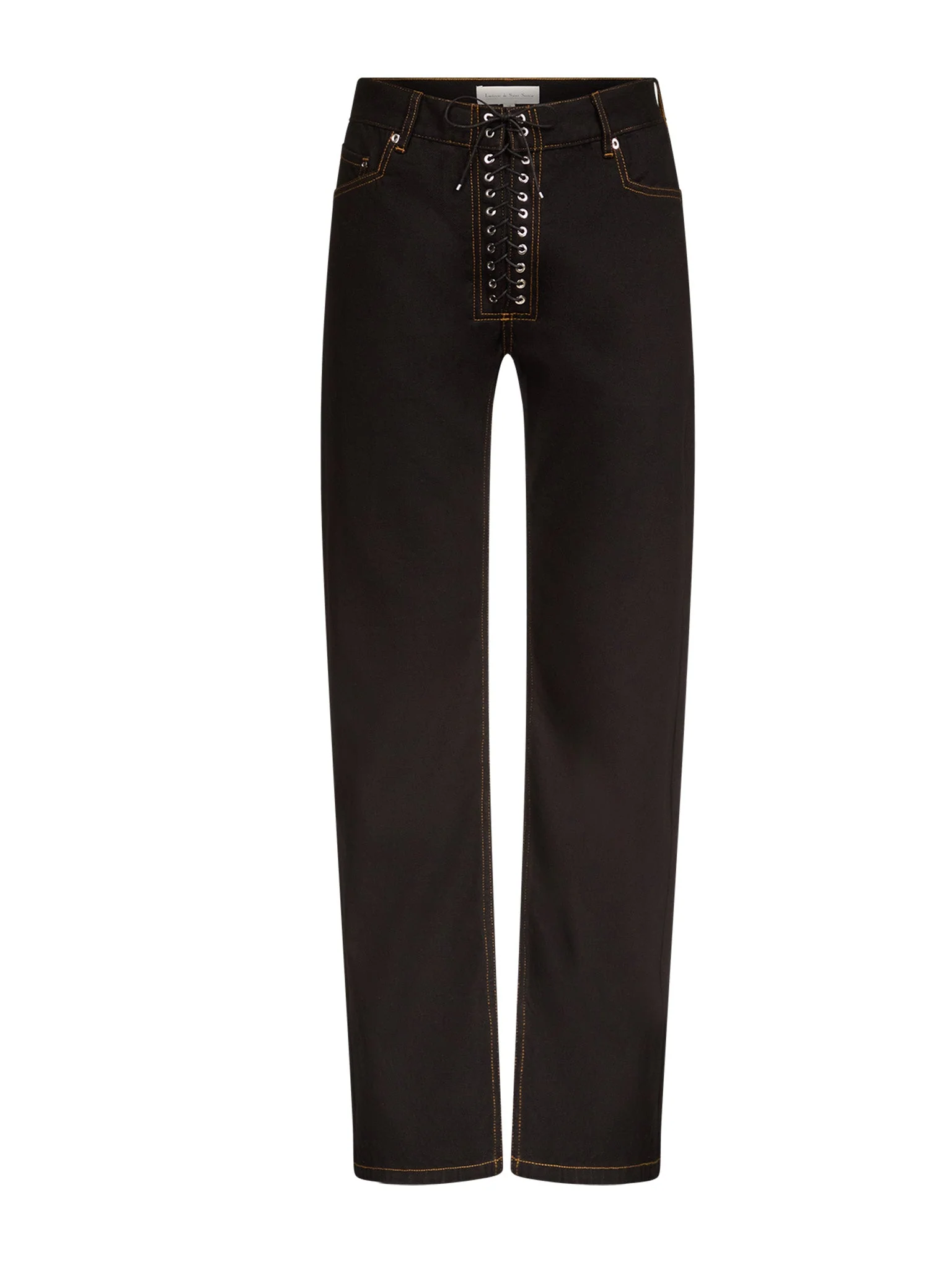 LUDOVIC DE SAINT SERNIN BLACK LACE UP JEANS - Image 2