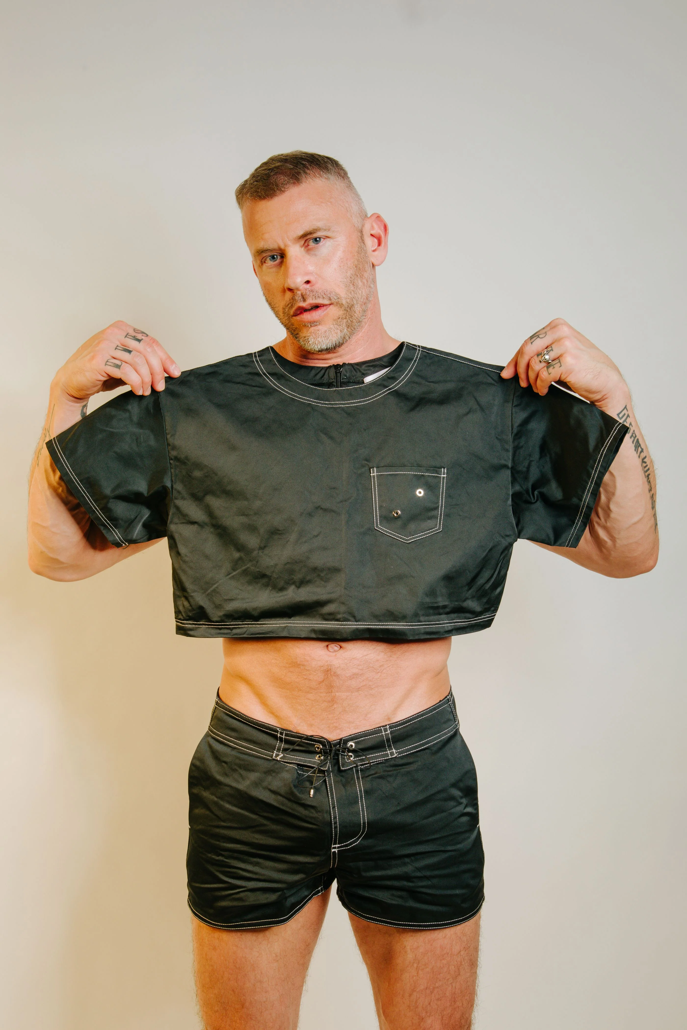 LUDOVIC DE SAINT SERNIN BLACK TAFFETAS CROP TOP - Image 2