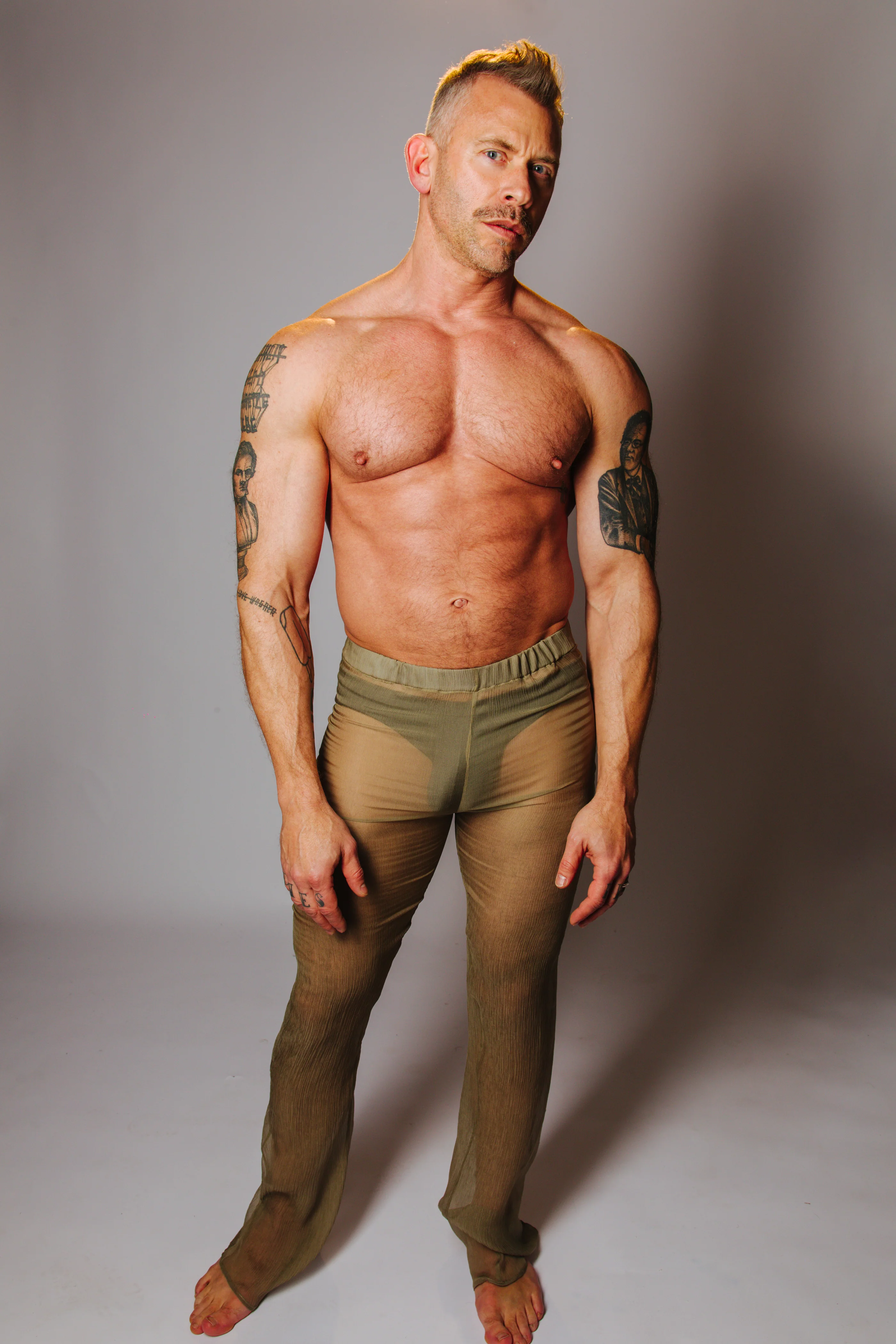 LUDOVIC DE SAINT SERNIN TRANSPARENT PANTS KHAKI - Image 3