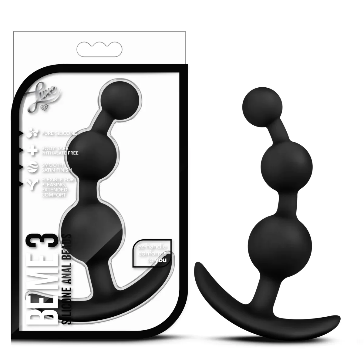 Luxe Be Me 3 Black 5.25-Inch Anal Plug With Handle