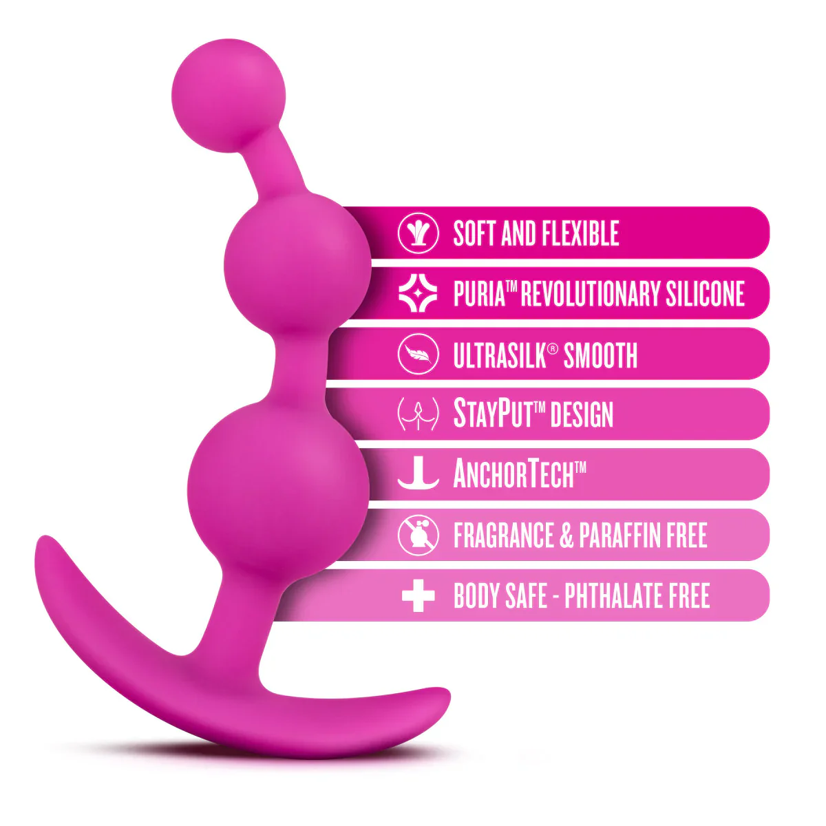 Luxe Be Me 3 Fuchsia 5.25-Inch Anal Plug With Handle - Image 2