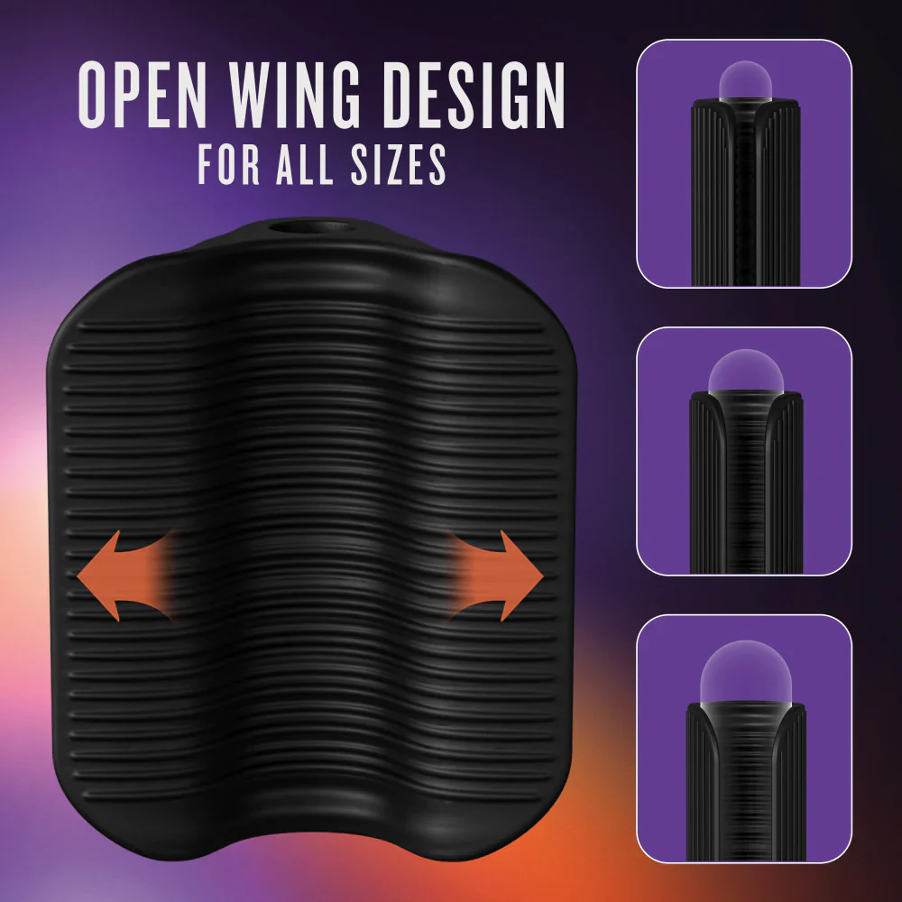 M Elite Platinum Wrapt 4 Inch Ribbed Vibrating Masturbator in Black - Image 8