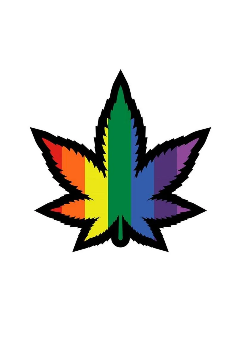 Marijuana Leaf Rainbow Enamel Pin - Image 2