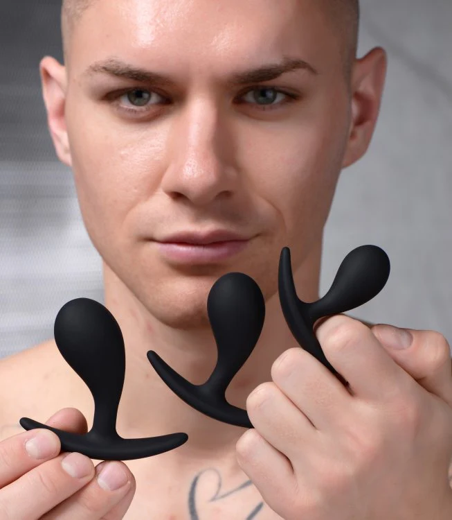 Master Series Dark Droplets 3 Piece Curved Silicone Anal Trainer Set - Image 7