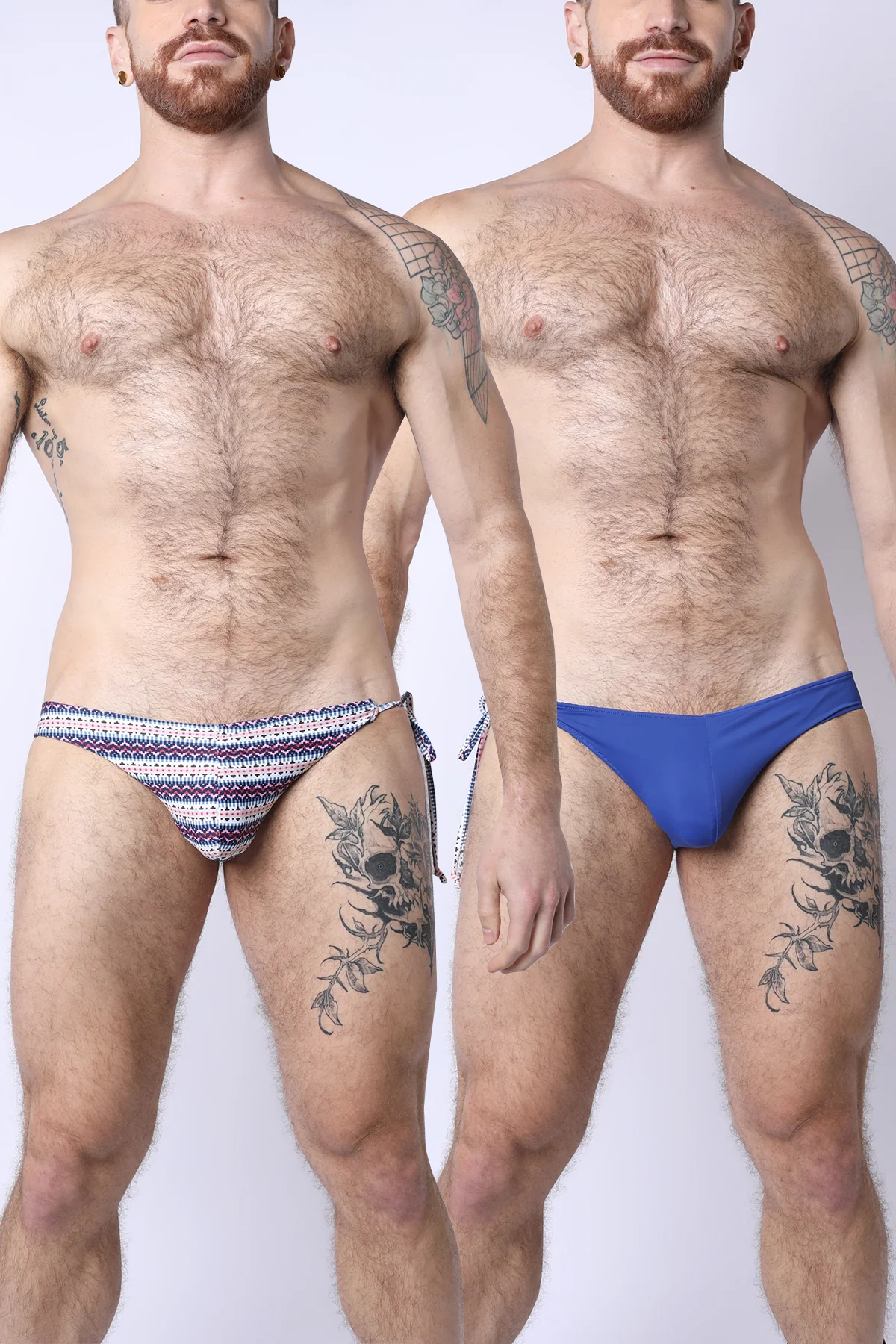 2-IN-1 MAUI SIDE TIE REVERSIBLE LOW RISE SWIM BRIEF - BLUE / GEOMETRIC - Image 9