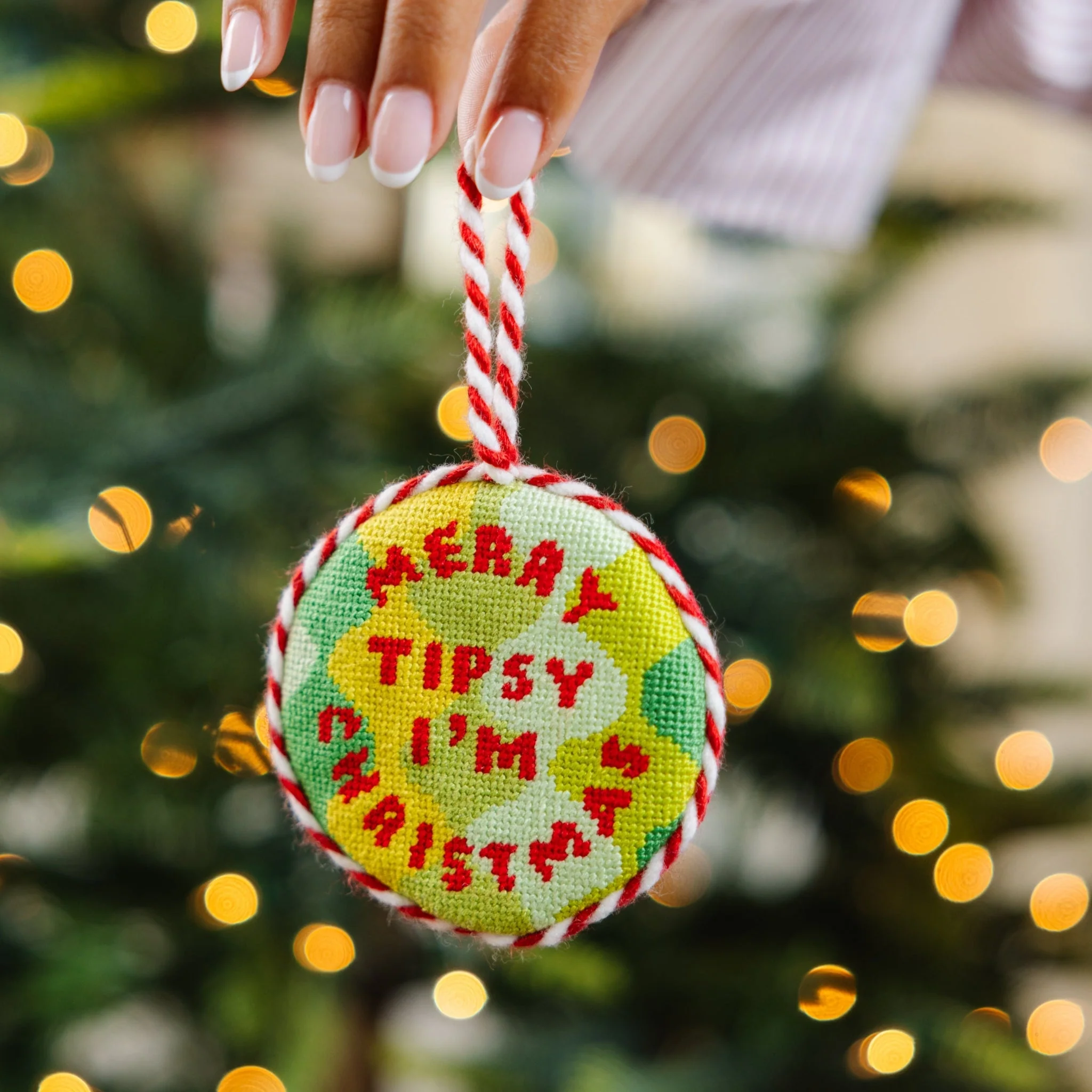Merry Tipsy Needlepoint Ornament - Image 2