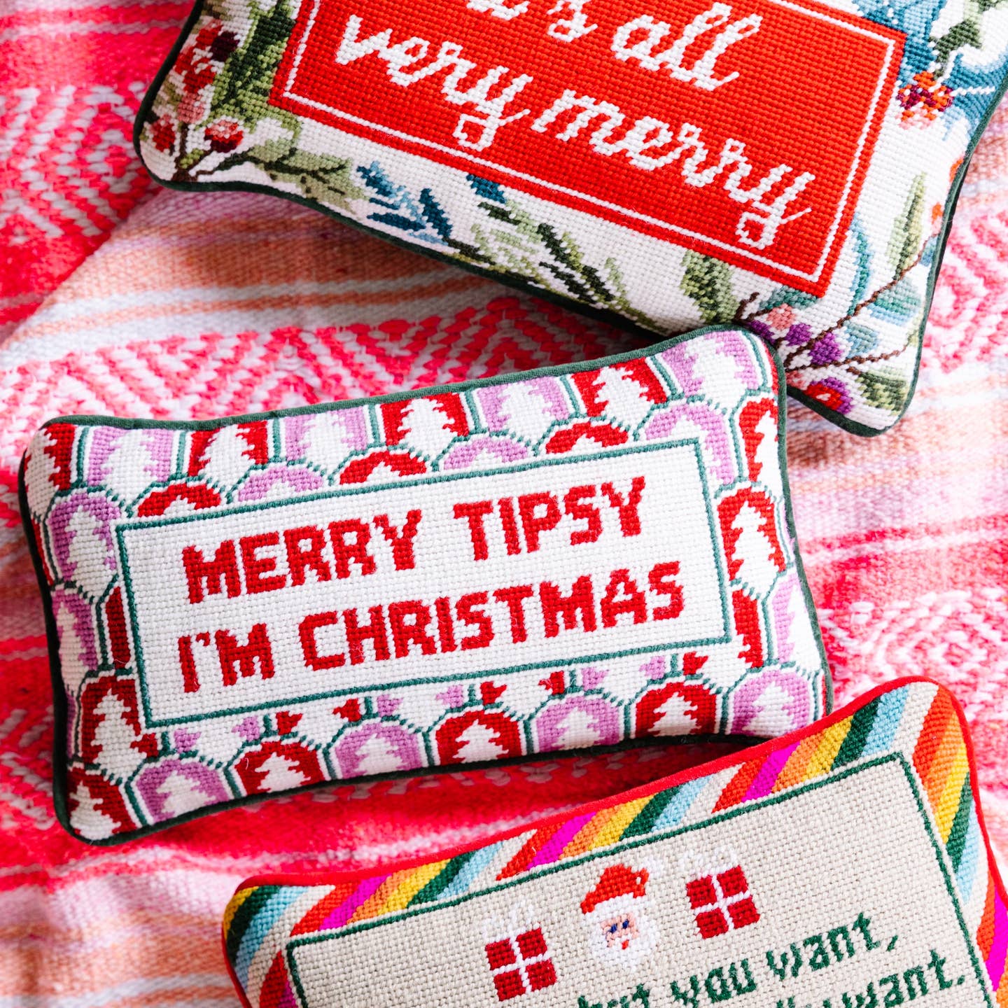 Merry Tipsy Needlepoint Pillow - Image 3
