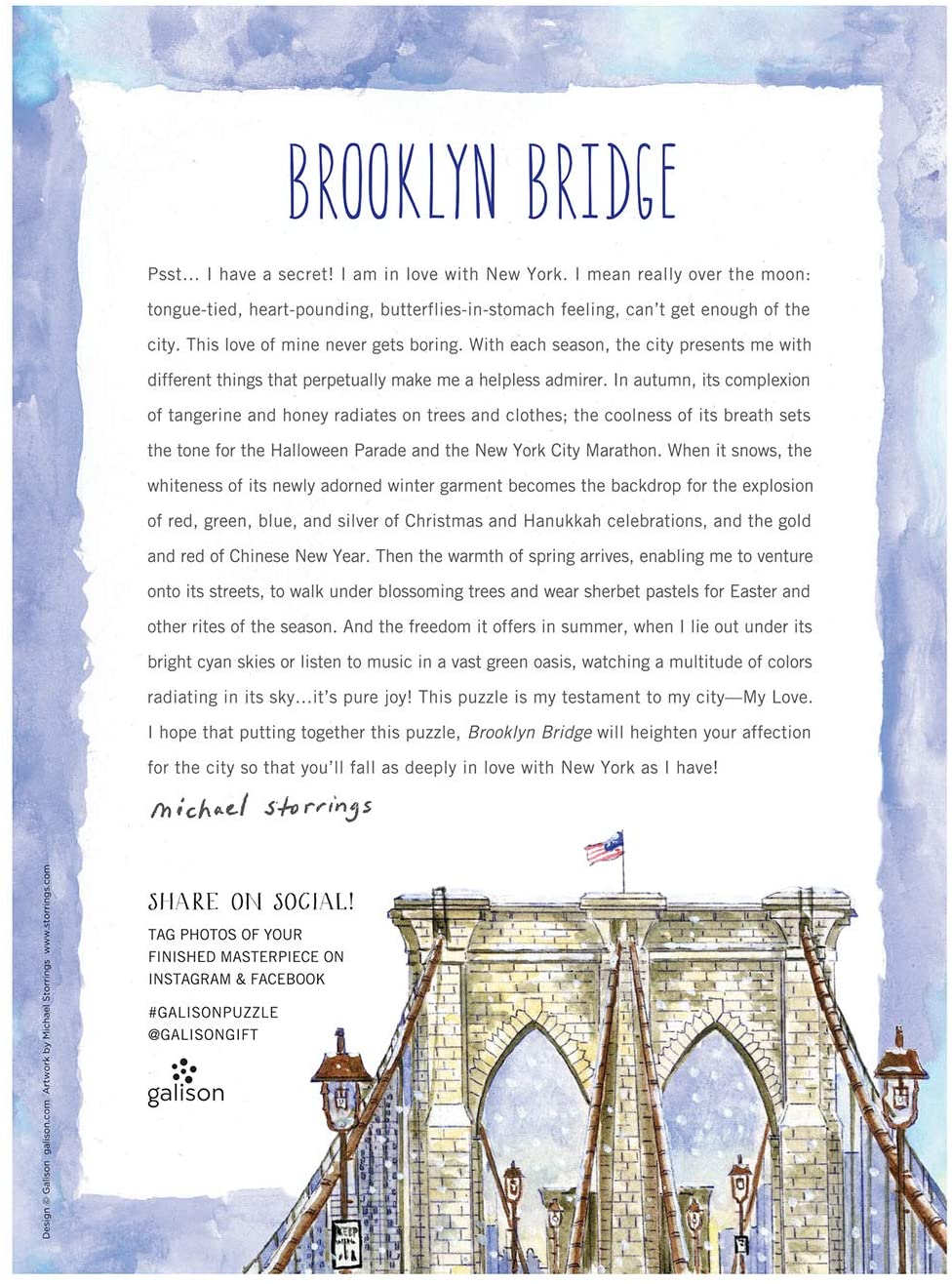 Michael Storrings Brooklyn Bridge Jigsaw Puzzle, 1000 Pieces - Image 6