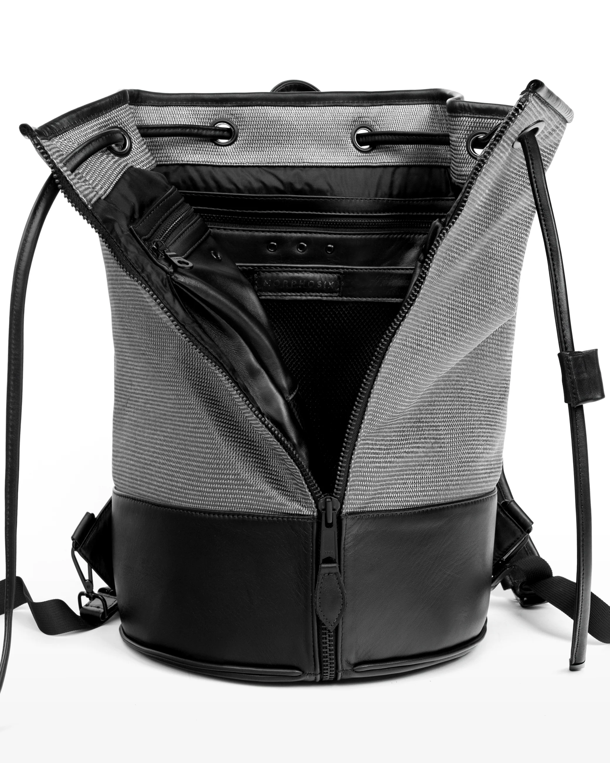 MORPHOSIX LUX UTILITY LEATHER BAG SILVER GRAPHITE - Image 3
