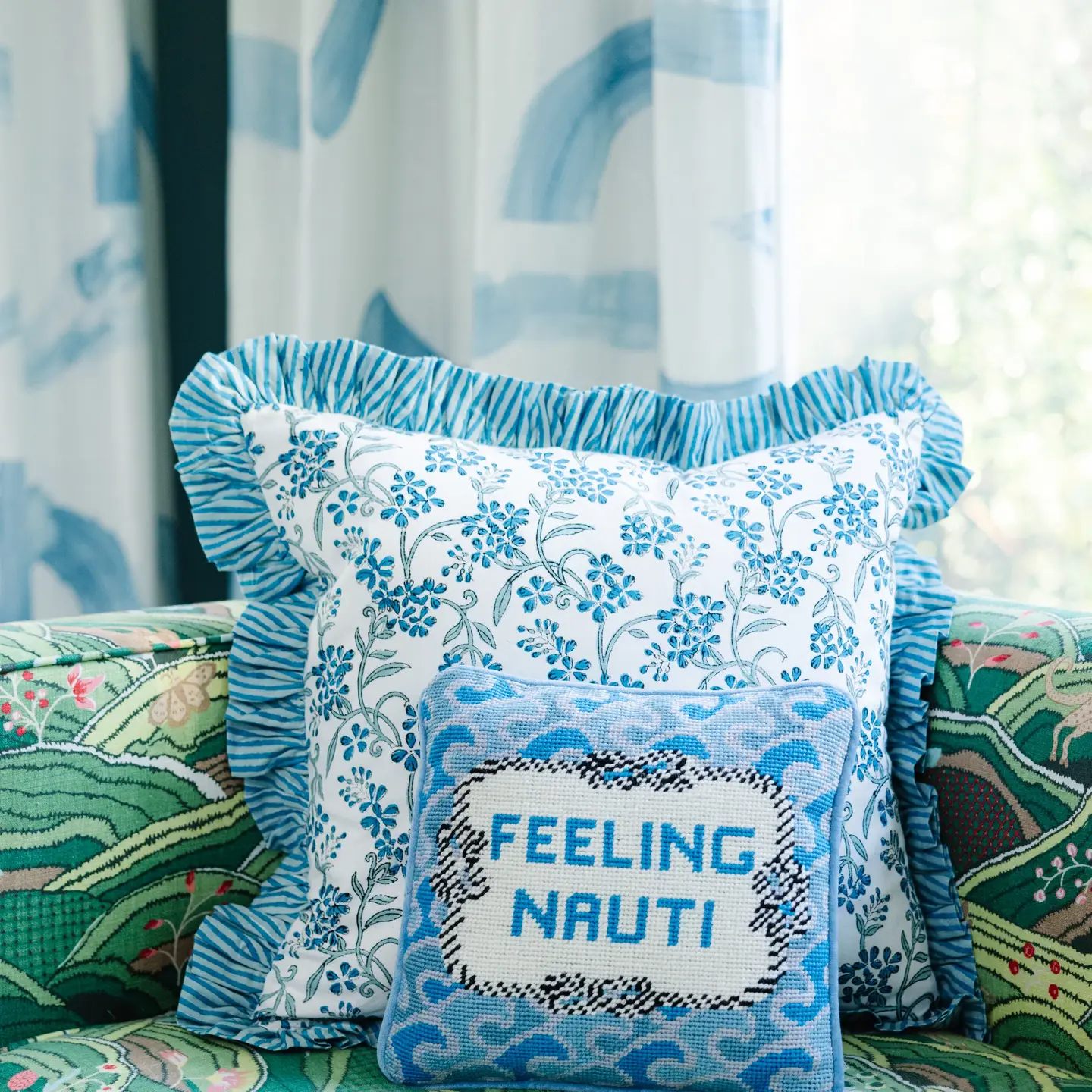 Nauti Needlepoint Pillow