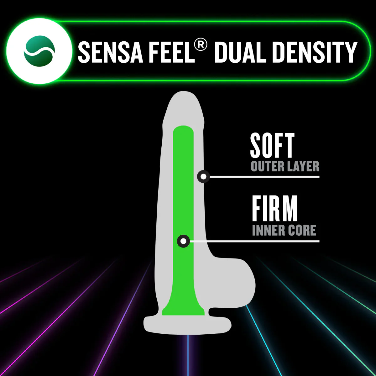 Neo Elite Glow In The Dark Neon Green 7.5-Inch Long Dildo - Image 3