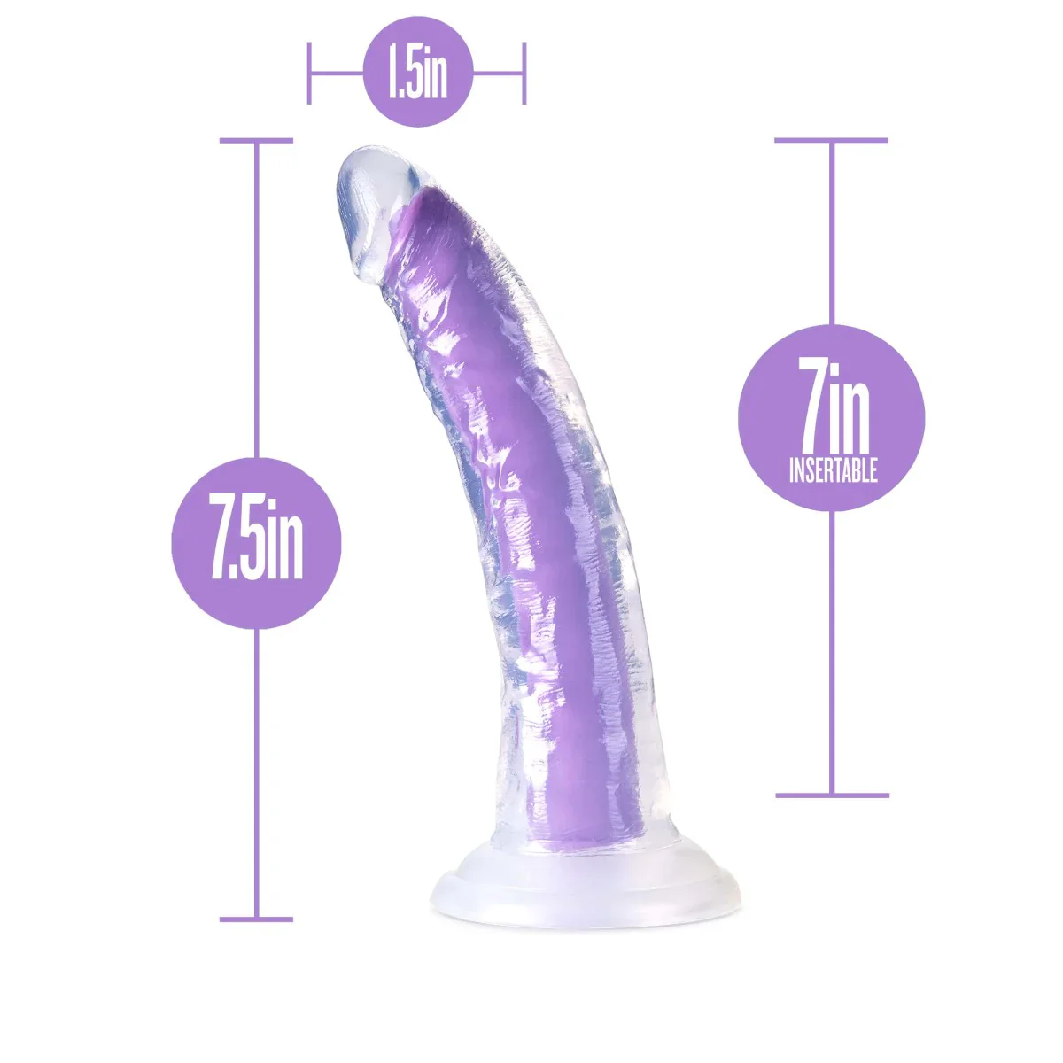 Neo Elite Glow In The Dark Neon Purple: 7.5-Inch Long Dildo - Image 2