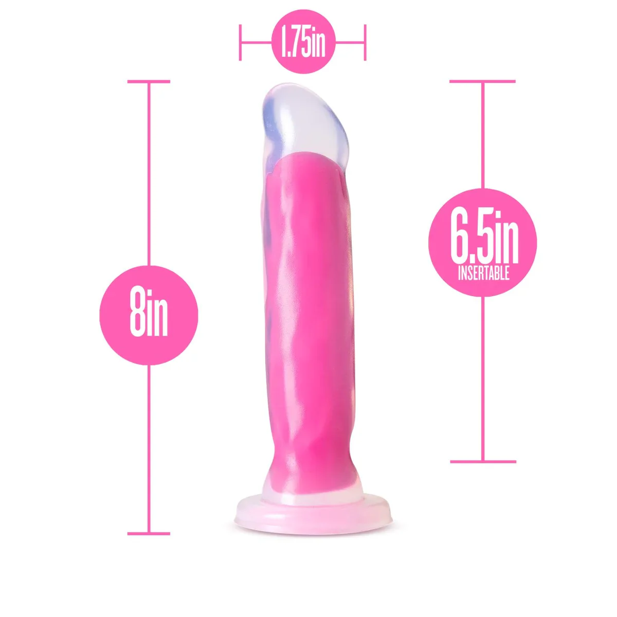 Neo Elite Marquee Glow In The Dark Neon Pink 8-Inch Dildo - Image 2