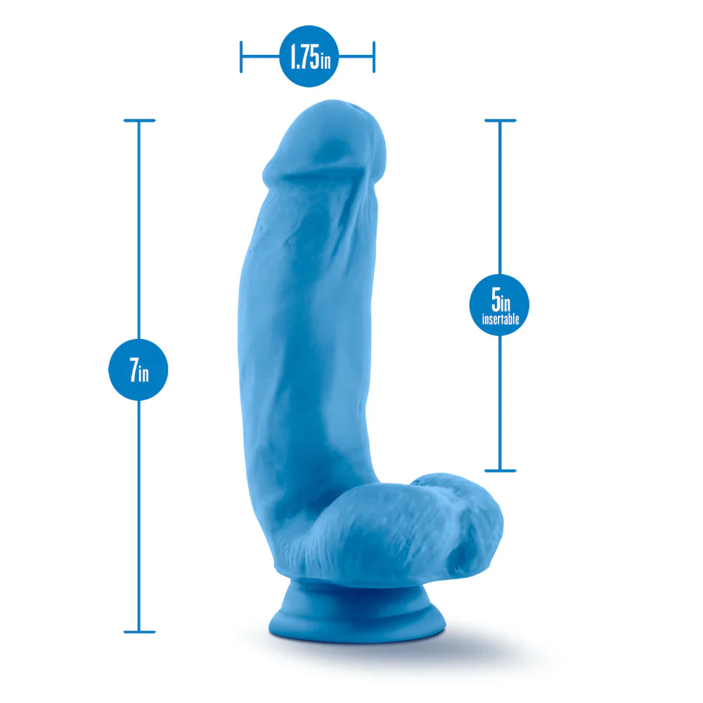 Neo Elite Neon Blue 7-Inch Long Dildo - Image 2