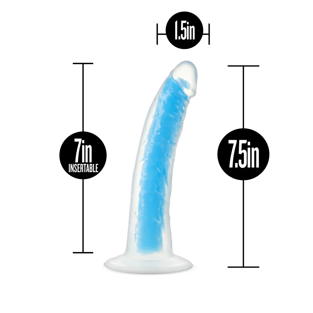 Neo Elite Prysm Glow In The Dark Neon Blue 7-Inch Dildo - Image 2