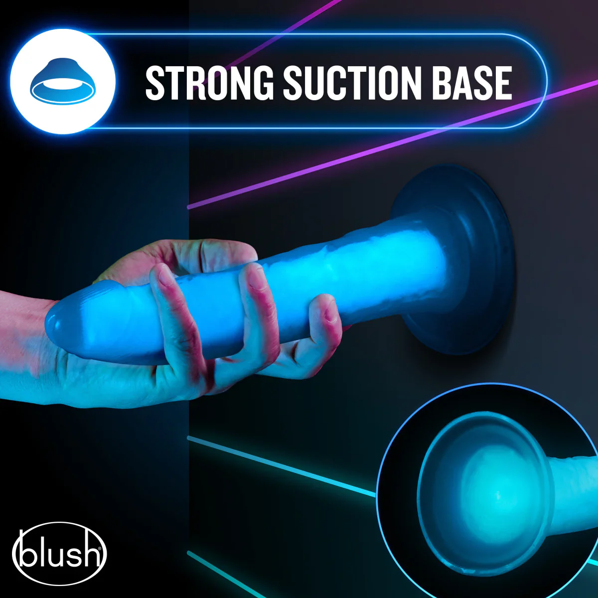 Neo Elite Prysm Glow In The Dark Neon Blue 7-Inch Dildo - Image 5